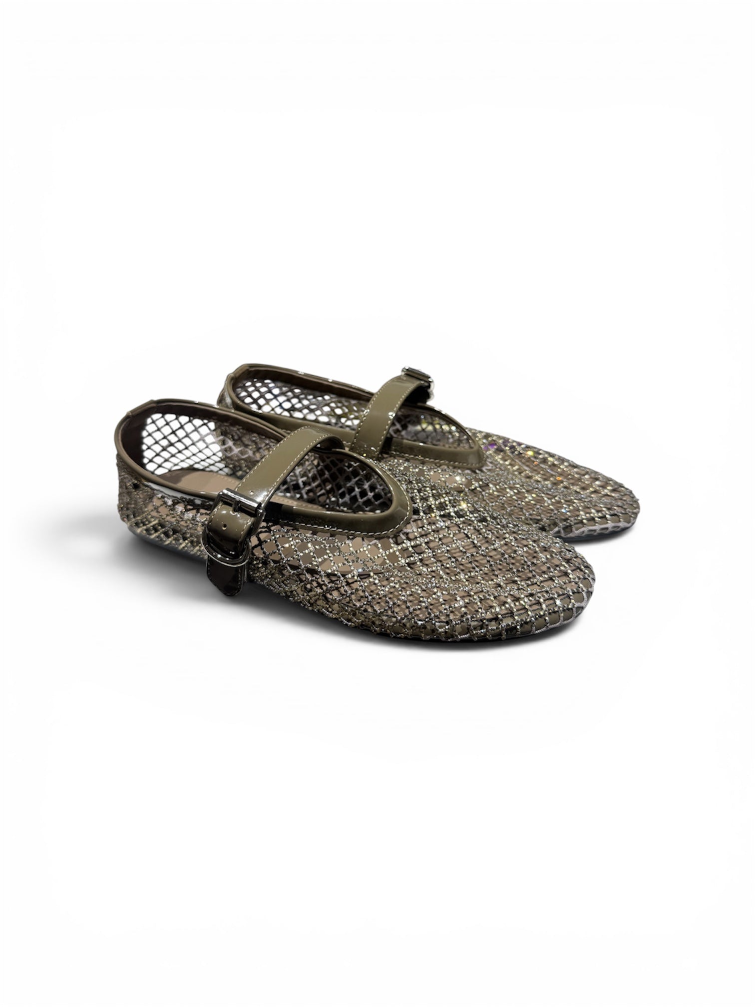 Mesh studded stap detail ballerinas