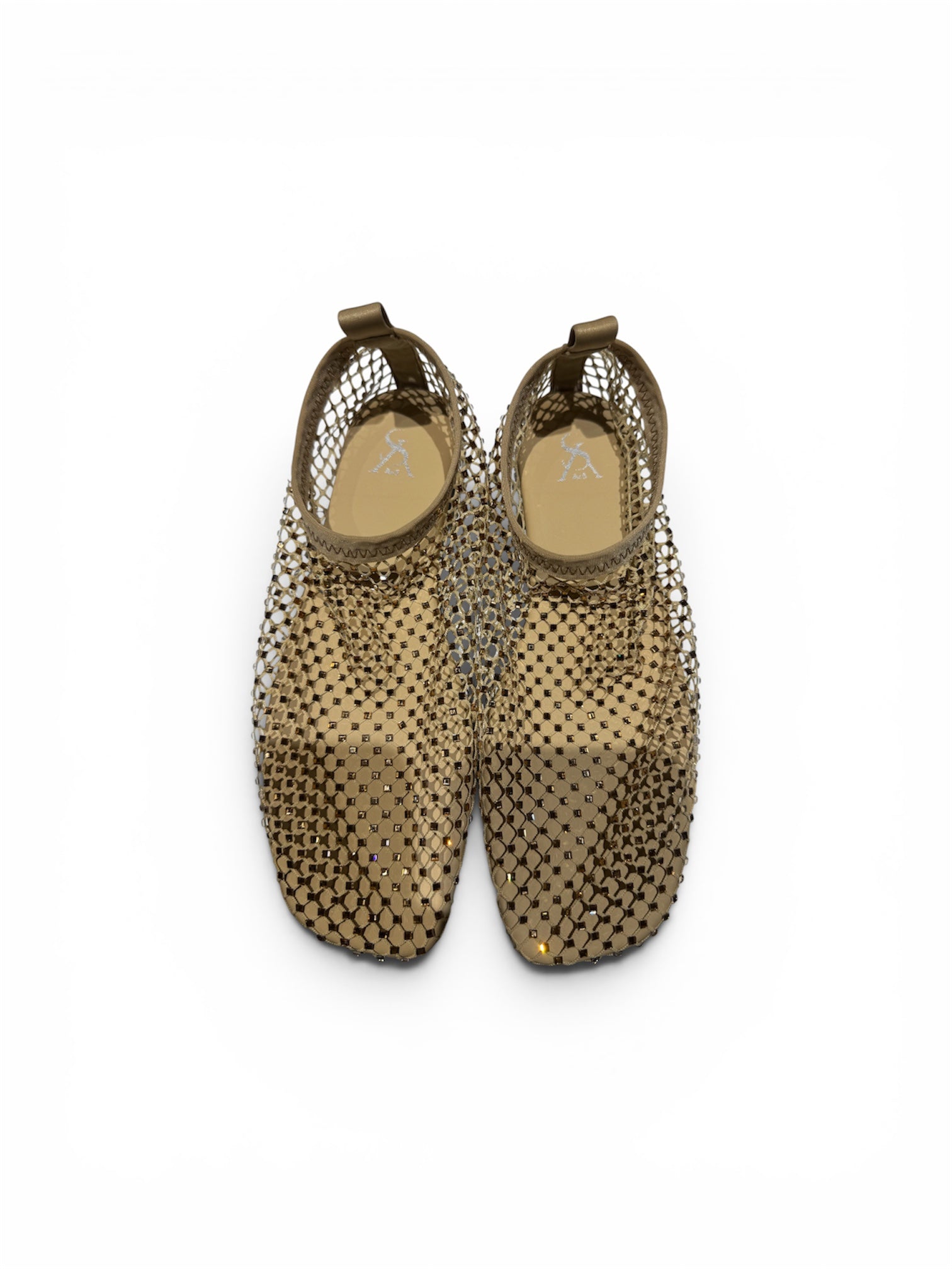 Mesh studded closed ballerinas