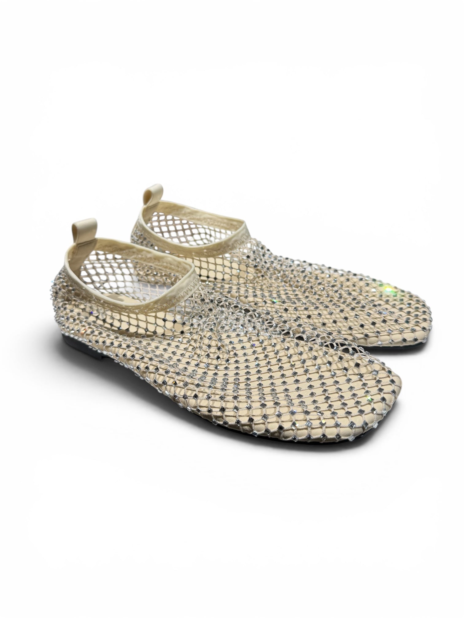 Mesh studded closed ballerinas