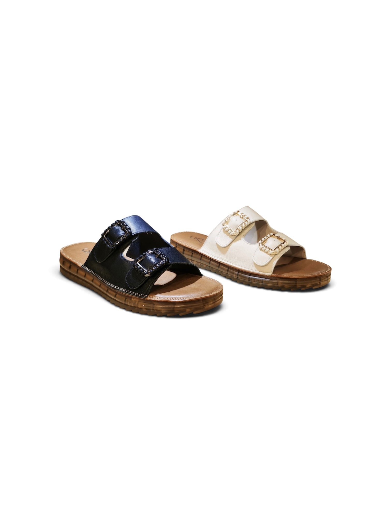 Double strap buckled cushioned flats