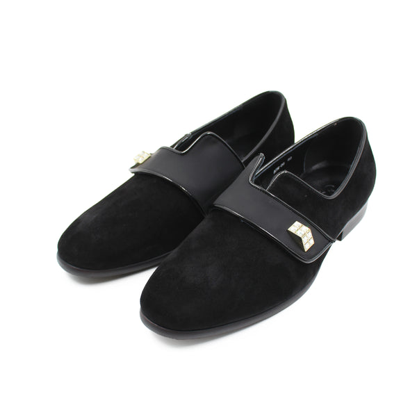 SUEDE LEATHER POLY SHOES WITH STUD BUCKLE