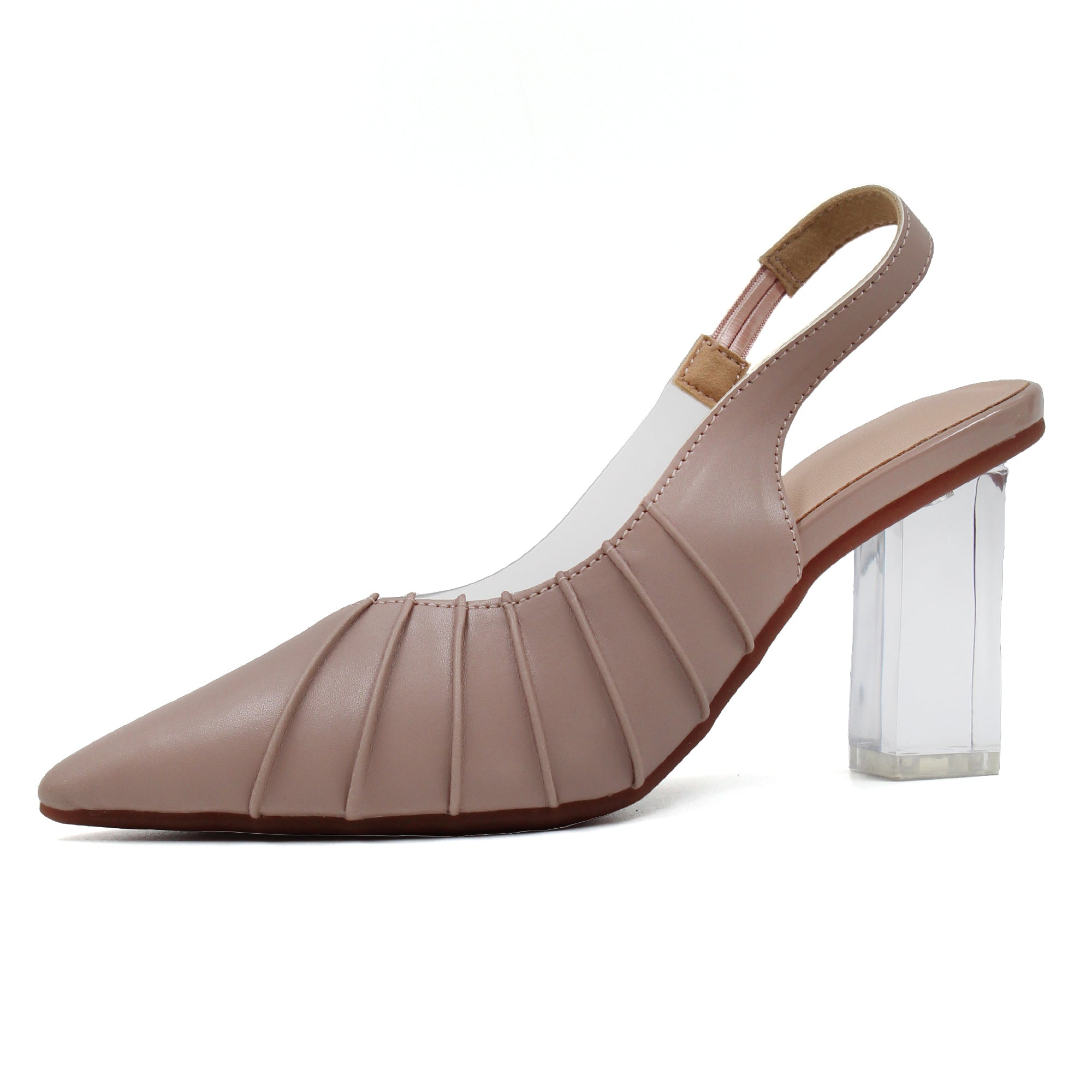 Crinkled Transparent Block Heels