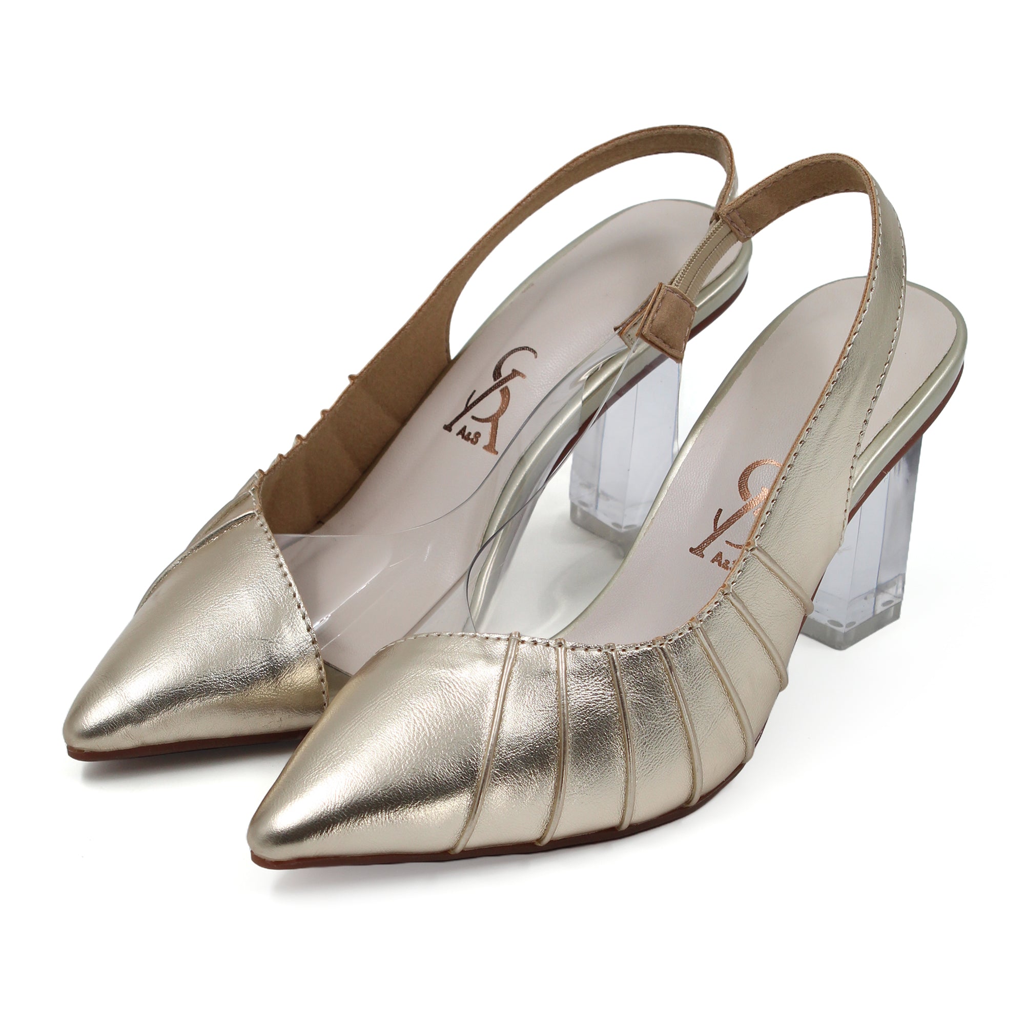 Crinkled Transparent Block Heels