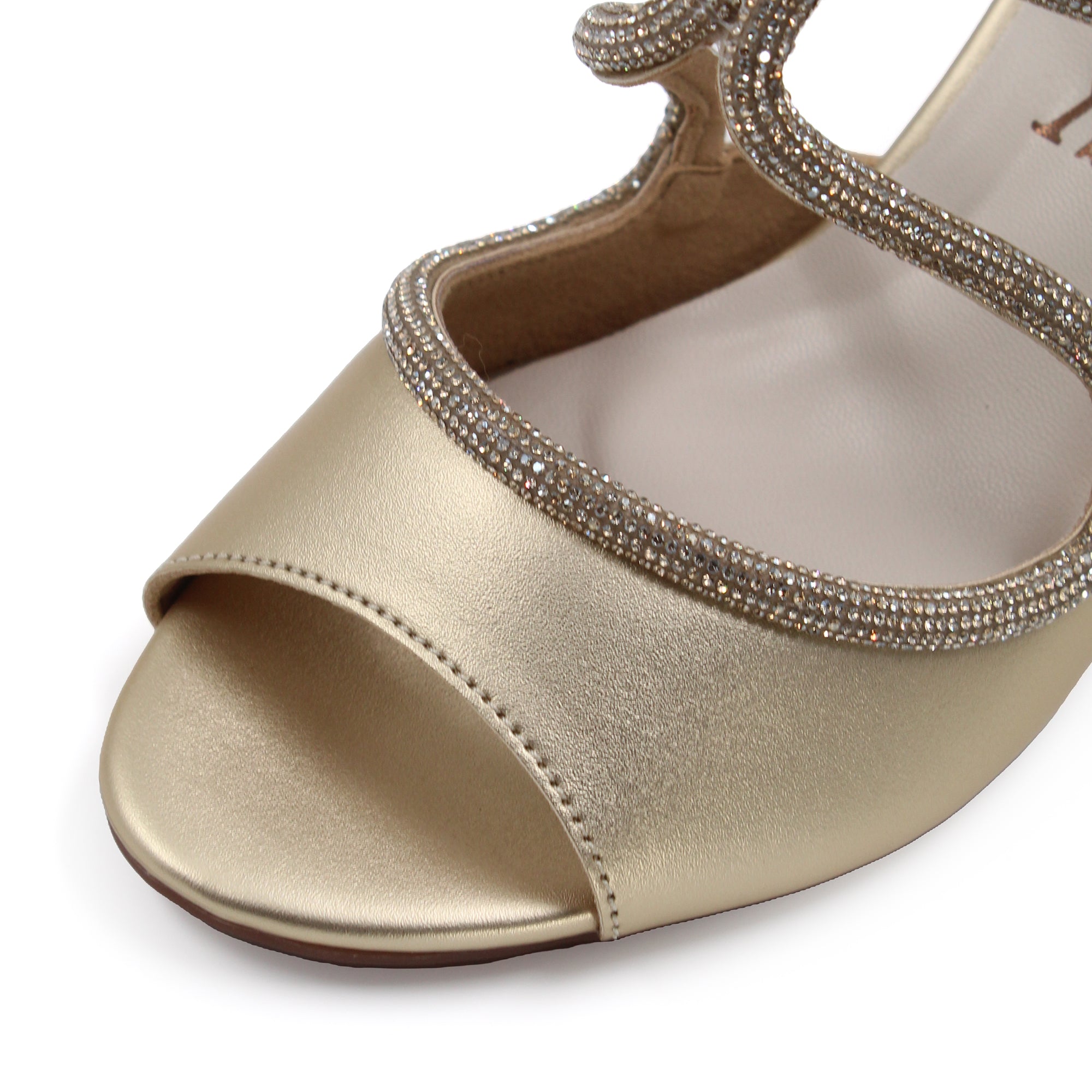 Crystal Embellished Strap Block Heels