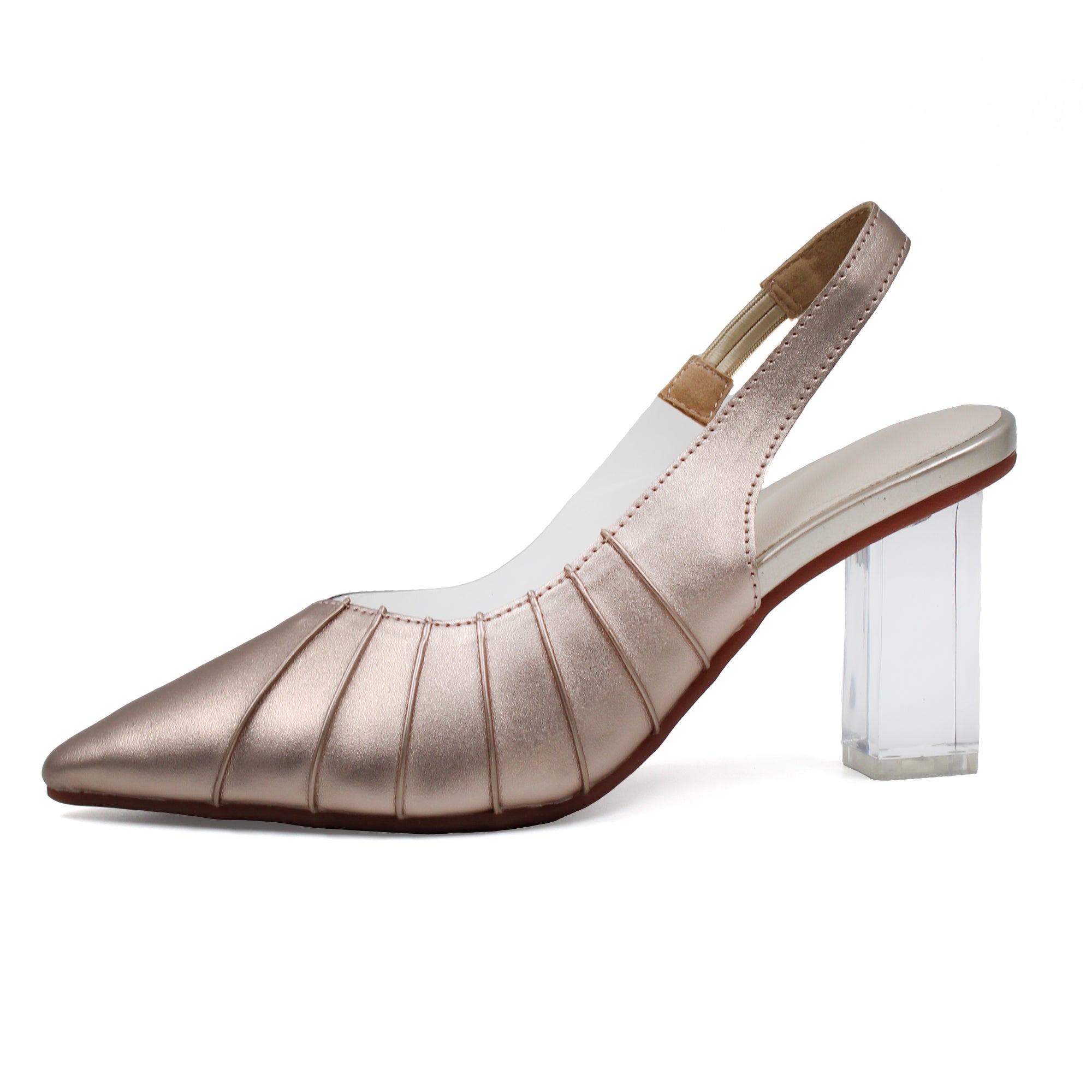 Crinkled Transparent Block Heels