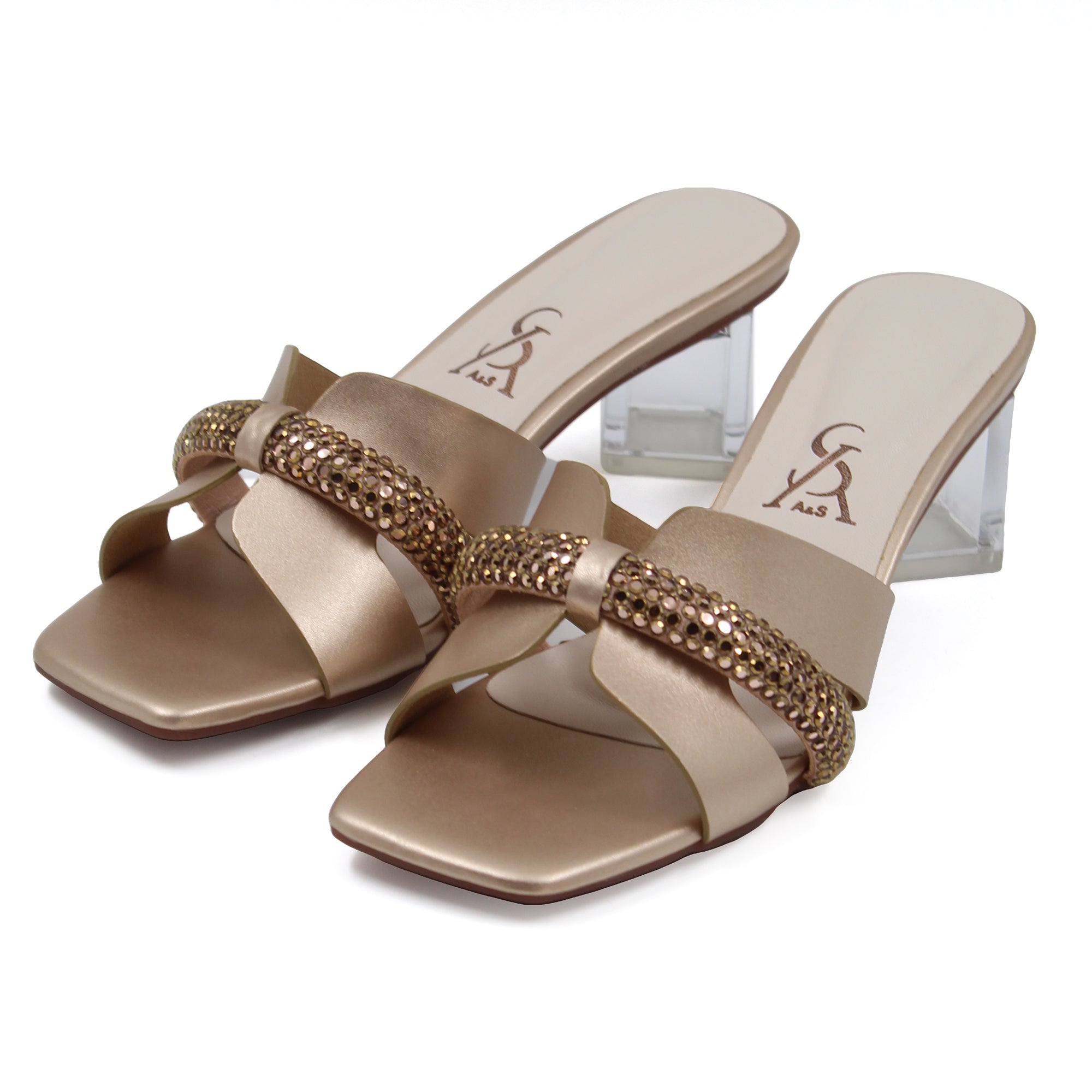 Embellished Strap Detail Block Heels