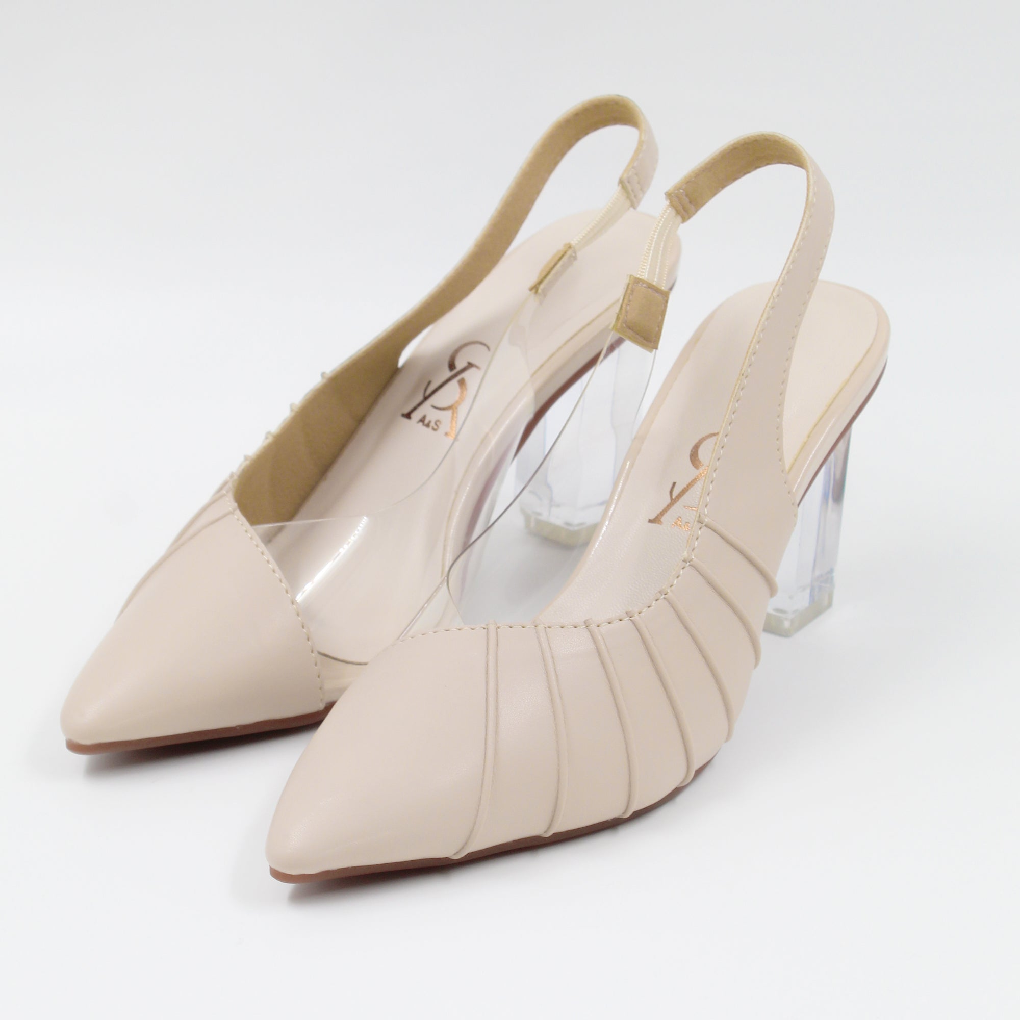 Crinkled Transparent Block Heels