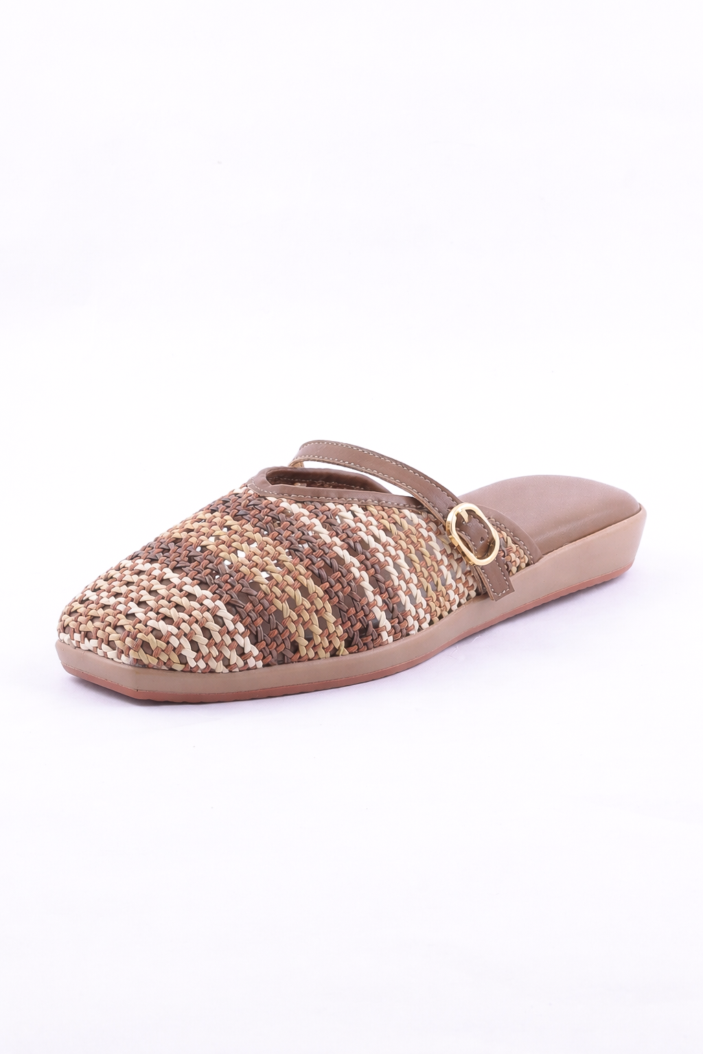 Textured weave mule flats