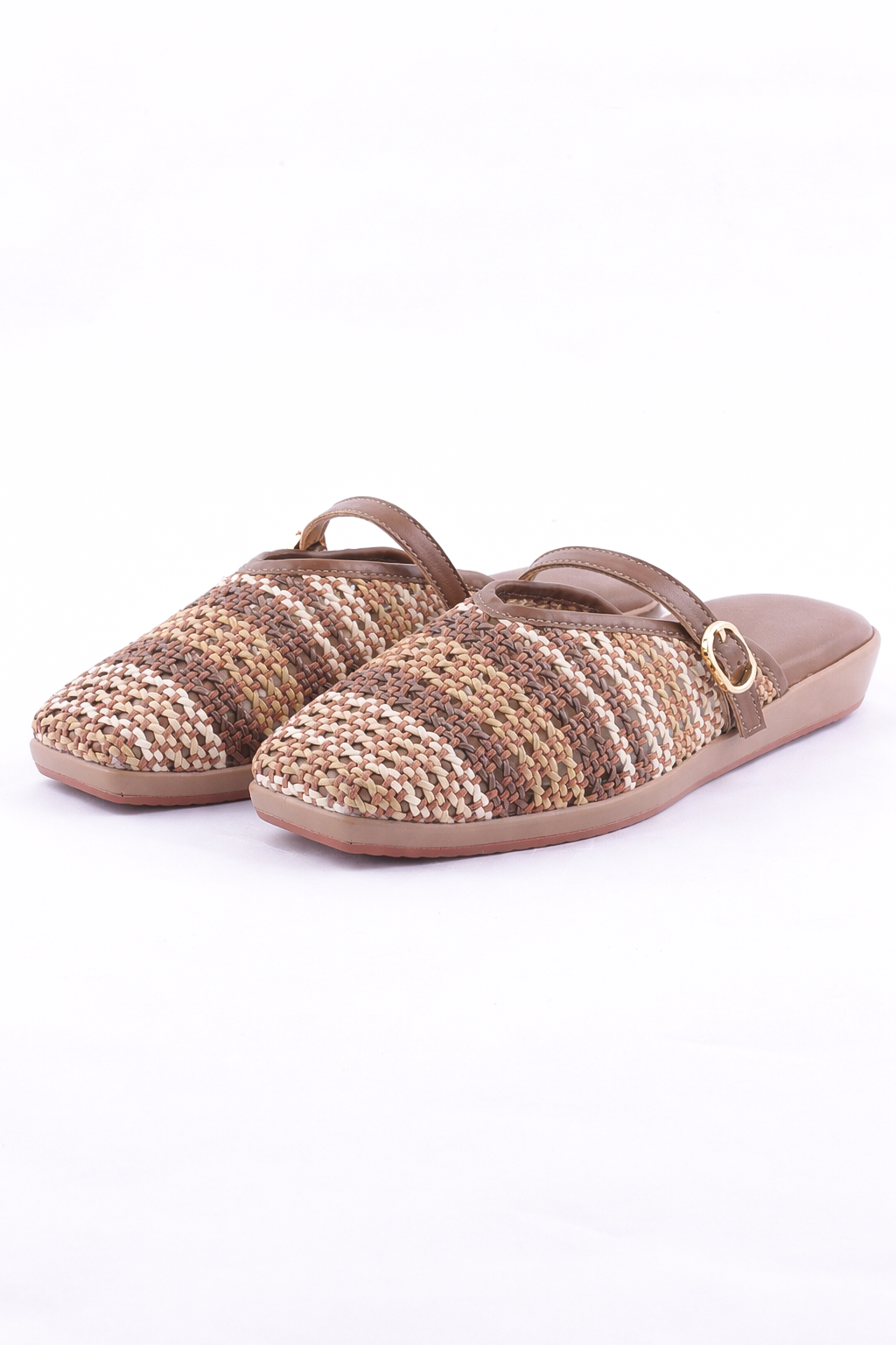 Textured weave mule flats