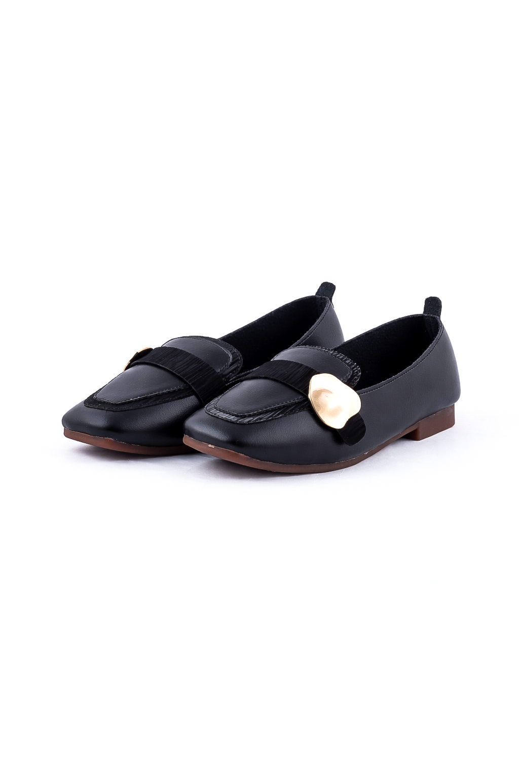 Gold-Accent Strap Ballerinas