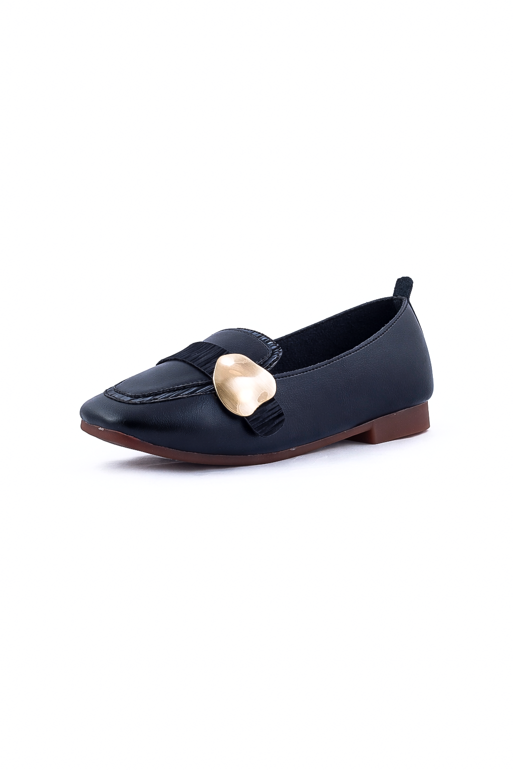 Gold-Accent Strap Ballerinas