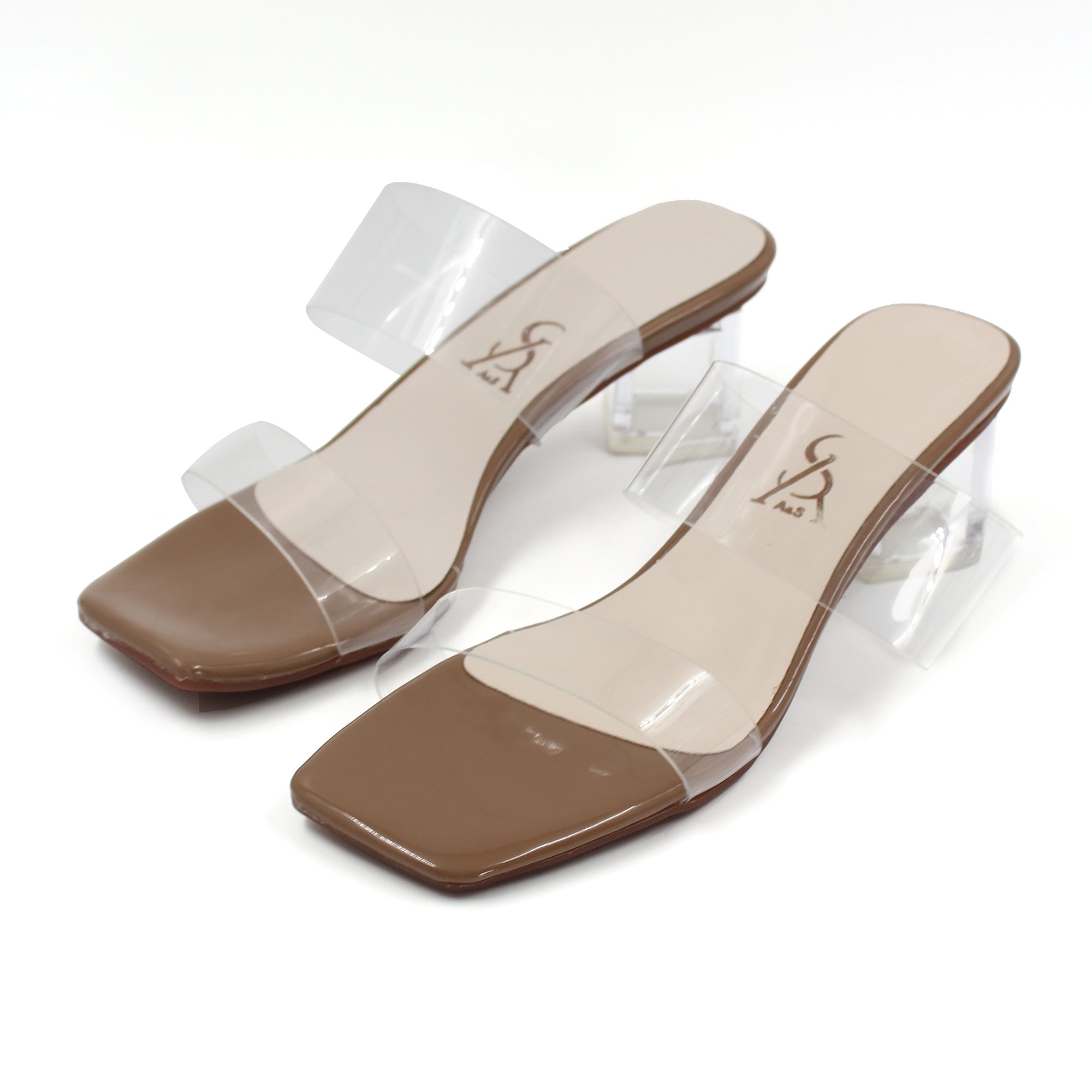 clear vinyl low heels