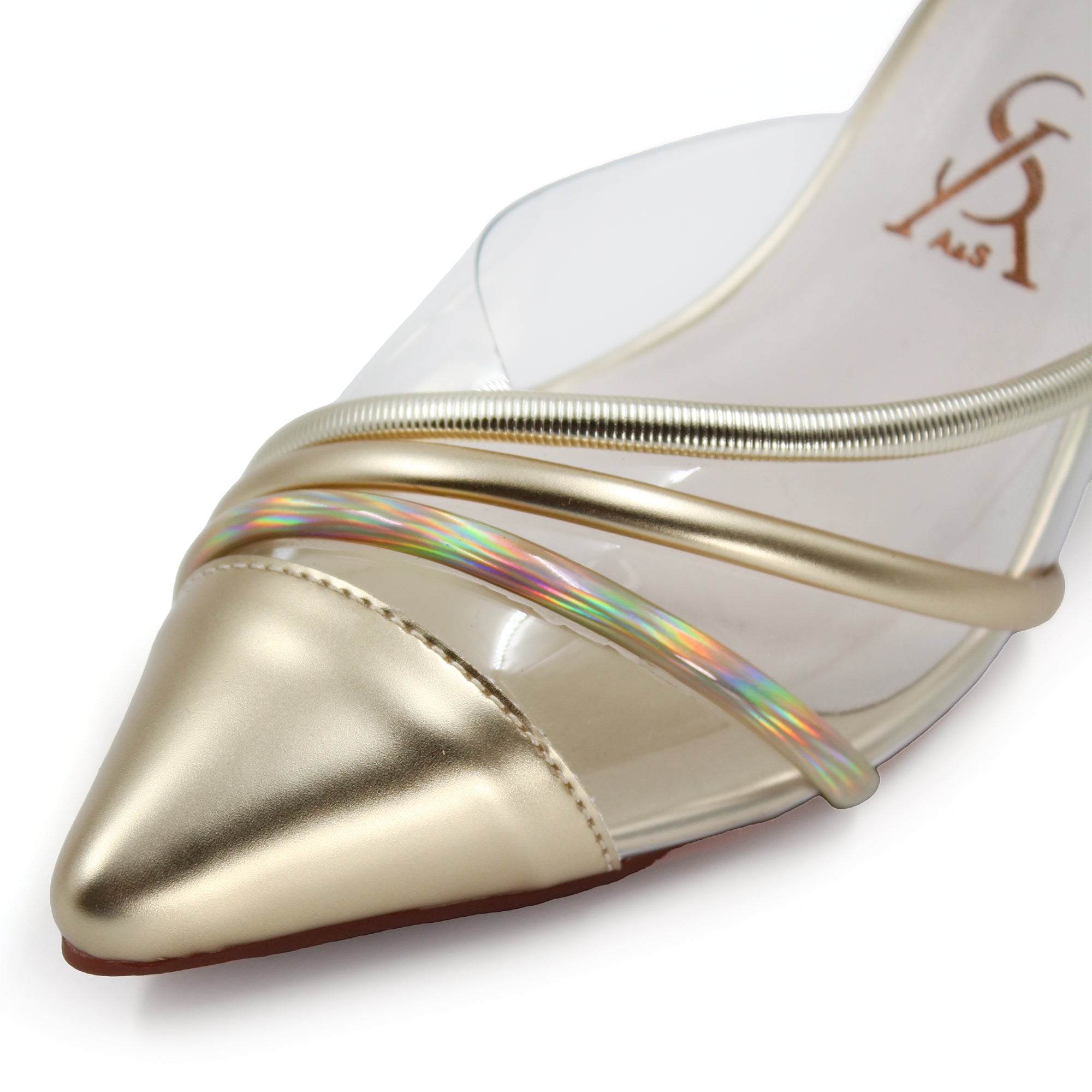 Golden Toe Block Heels