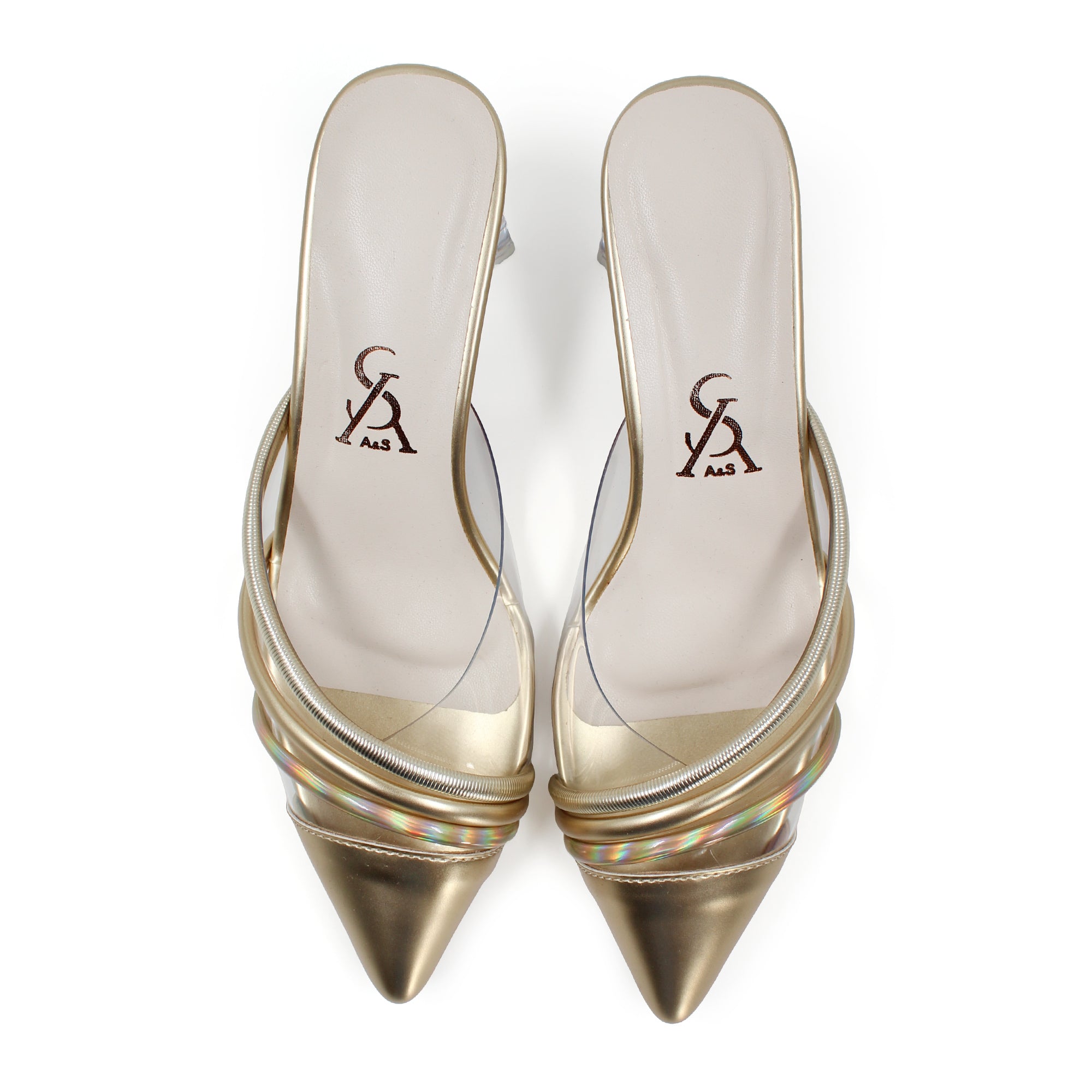 Golden Toe Block Heels