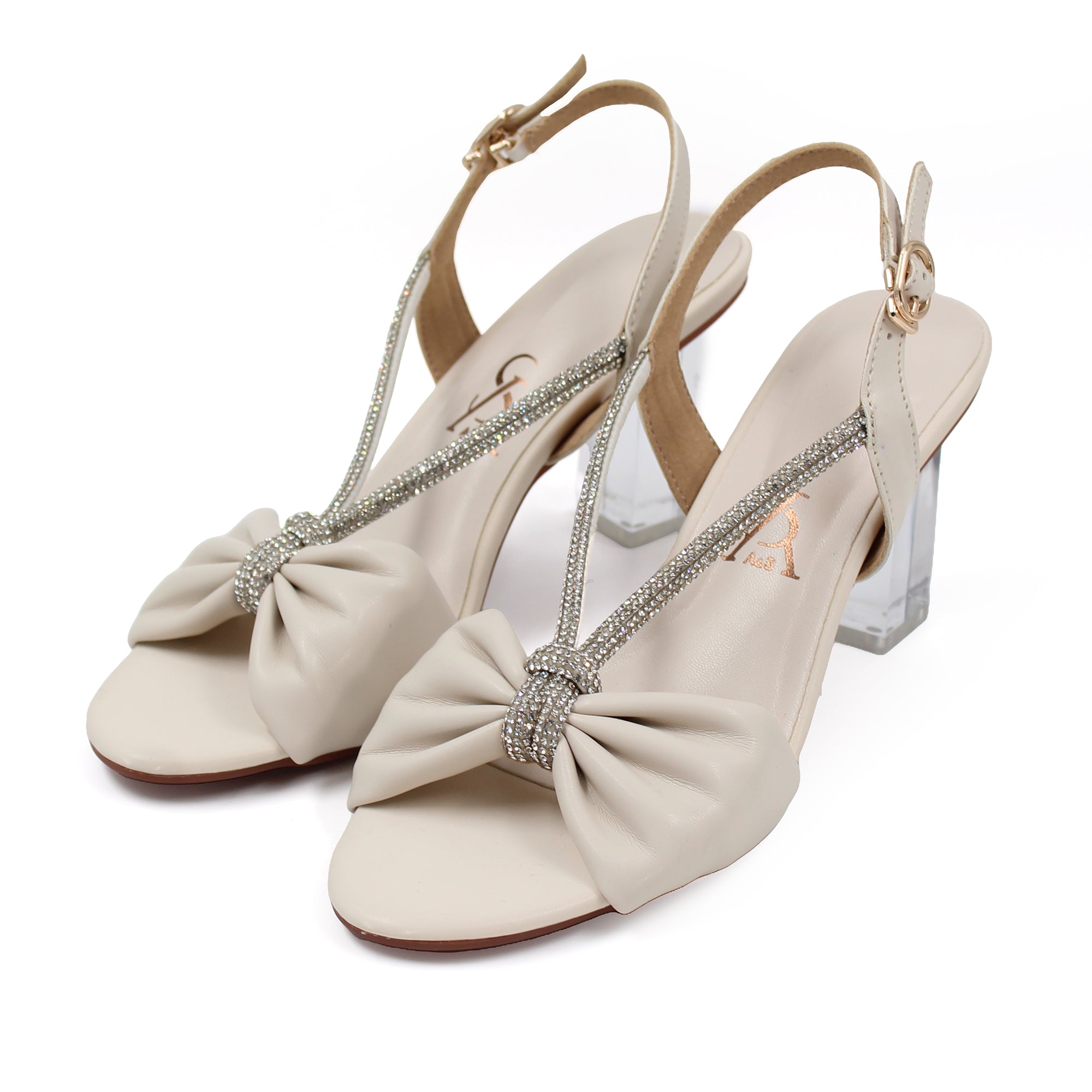 Twisted Detail Embellished Block Heels