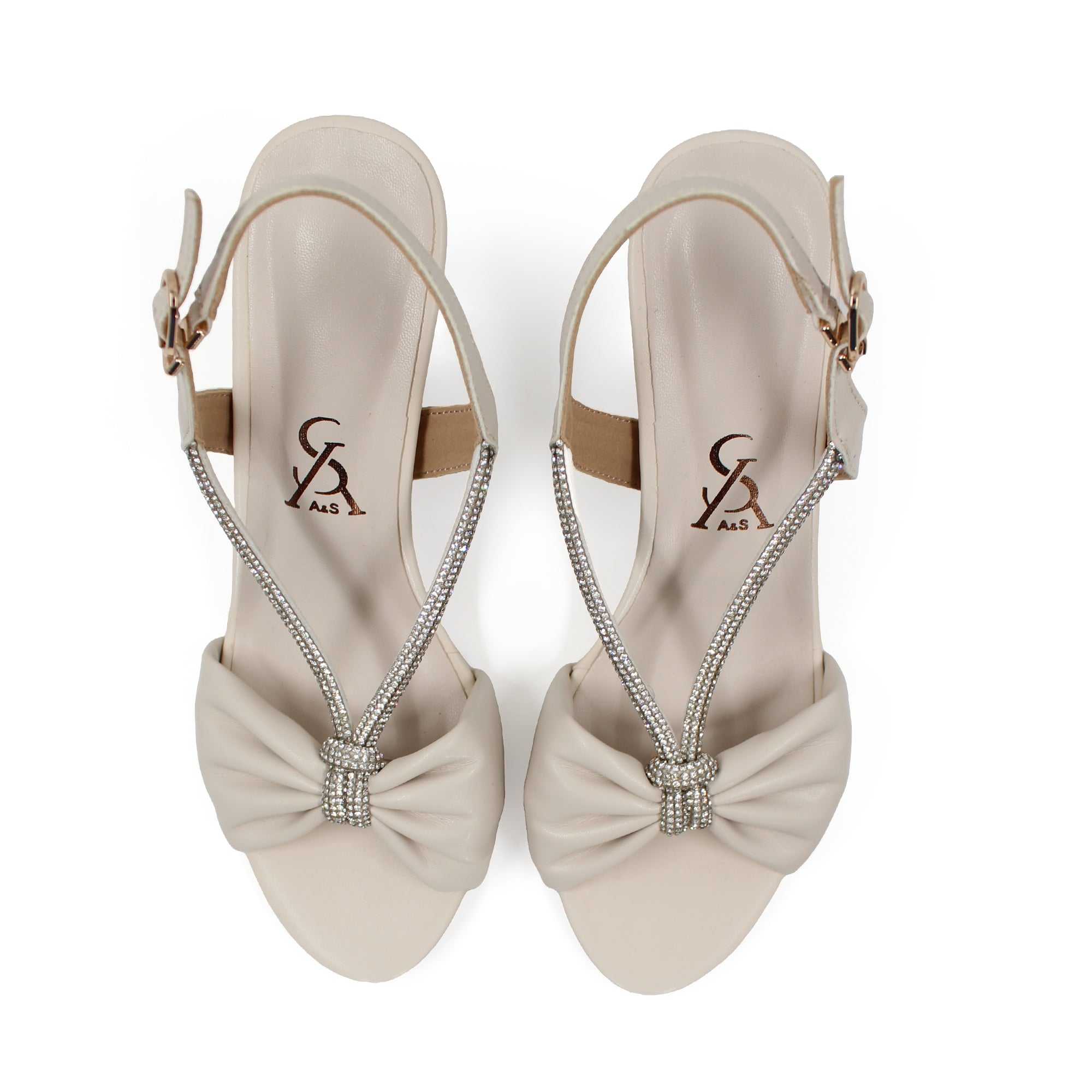 Twisted Detail Embellished Block Heels