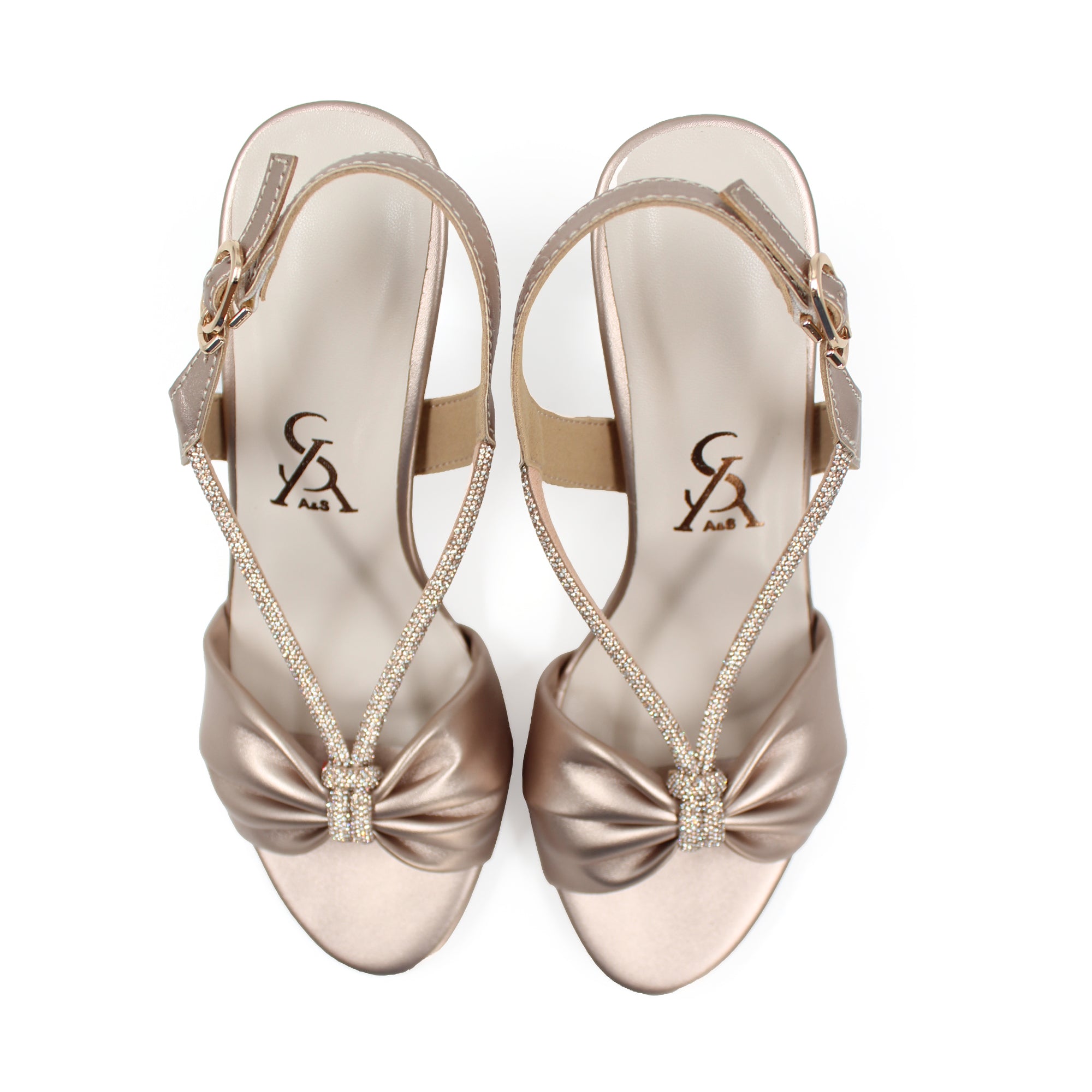 Twisted Detail Embellished Block Heels