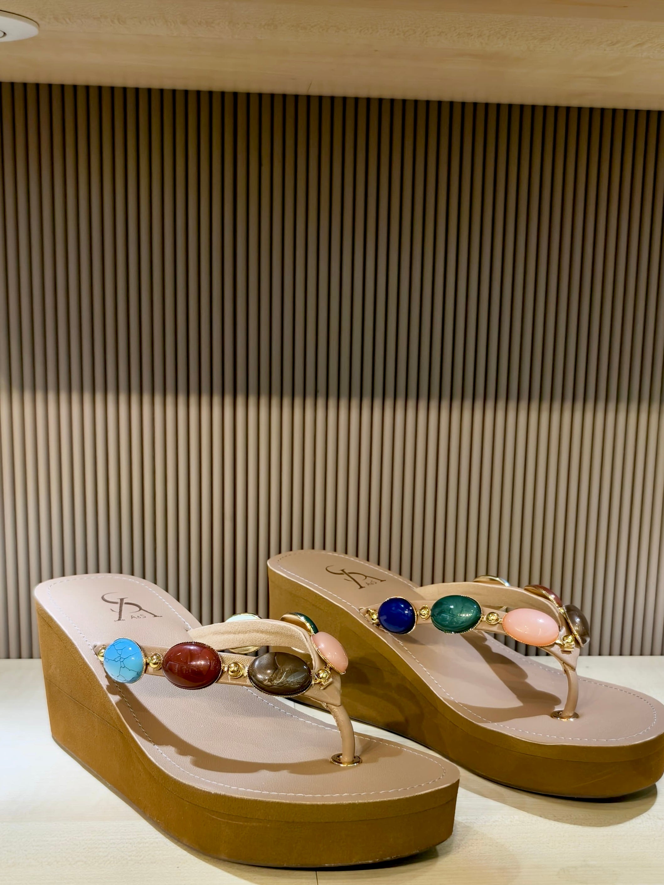 Bohemian Multicolored Stone Embellished high Flip-Flops