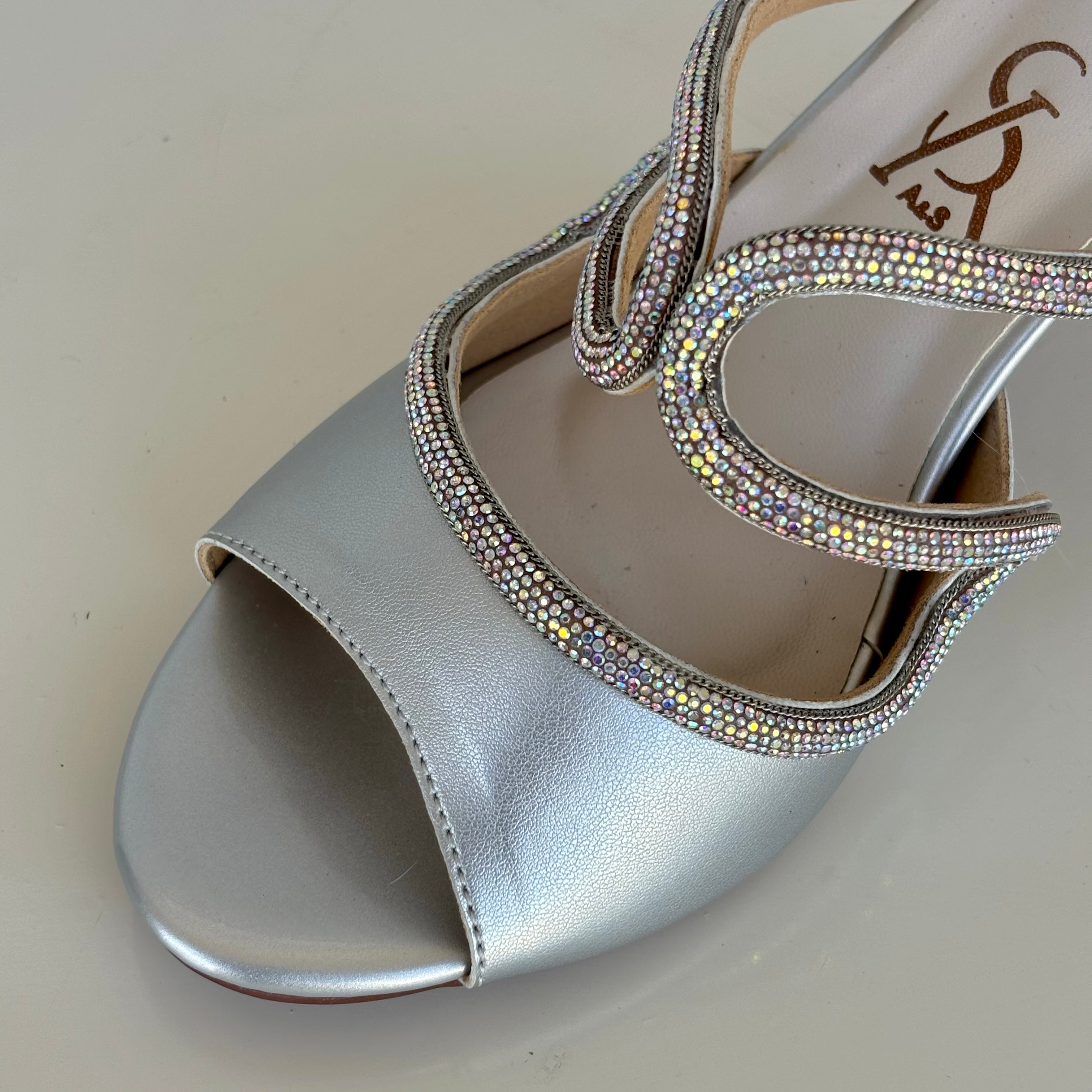 Crystal Embellished Strap Block Heels