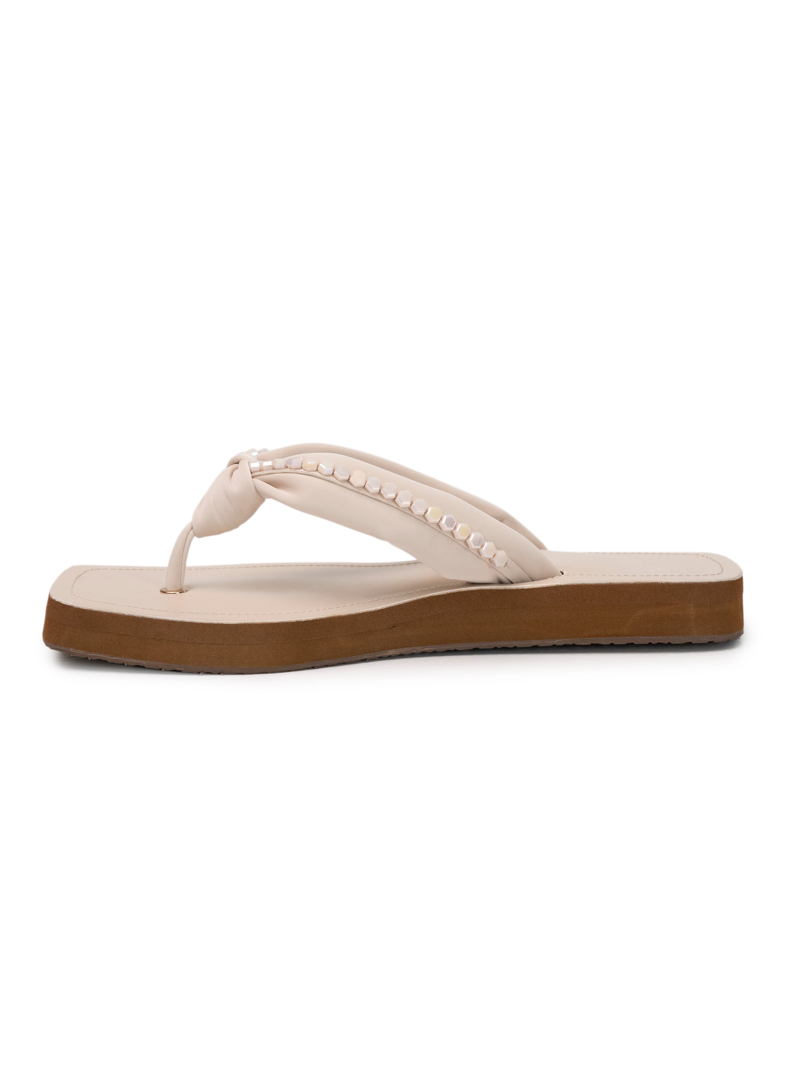 Knotted Studded Detail Strap Square Toe Platform Sandals
