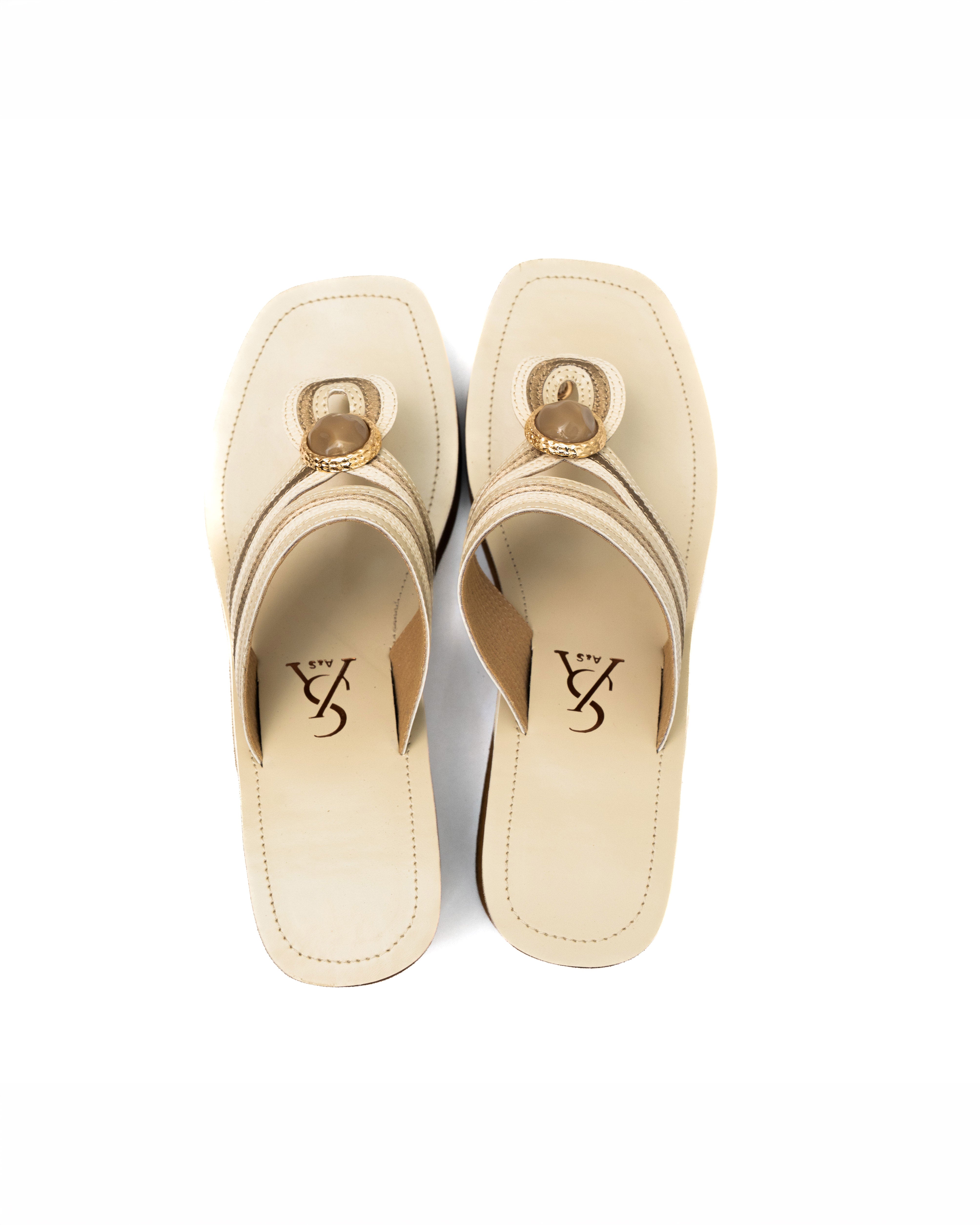 Stone Detail Threaded Strap Detail Wedges