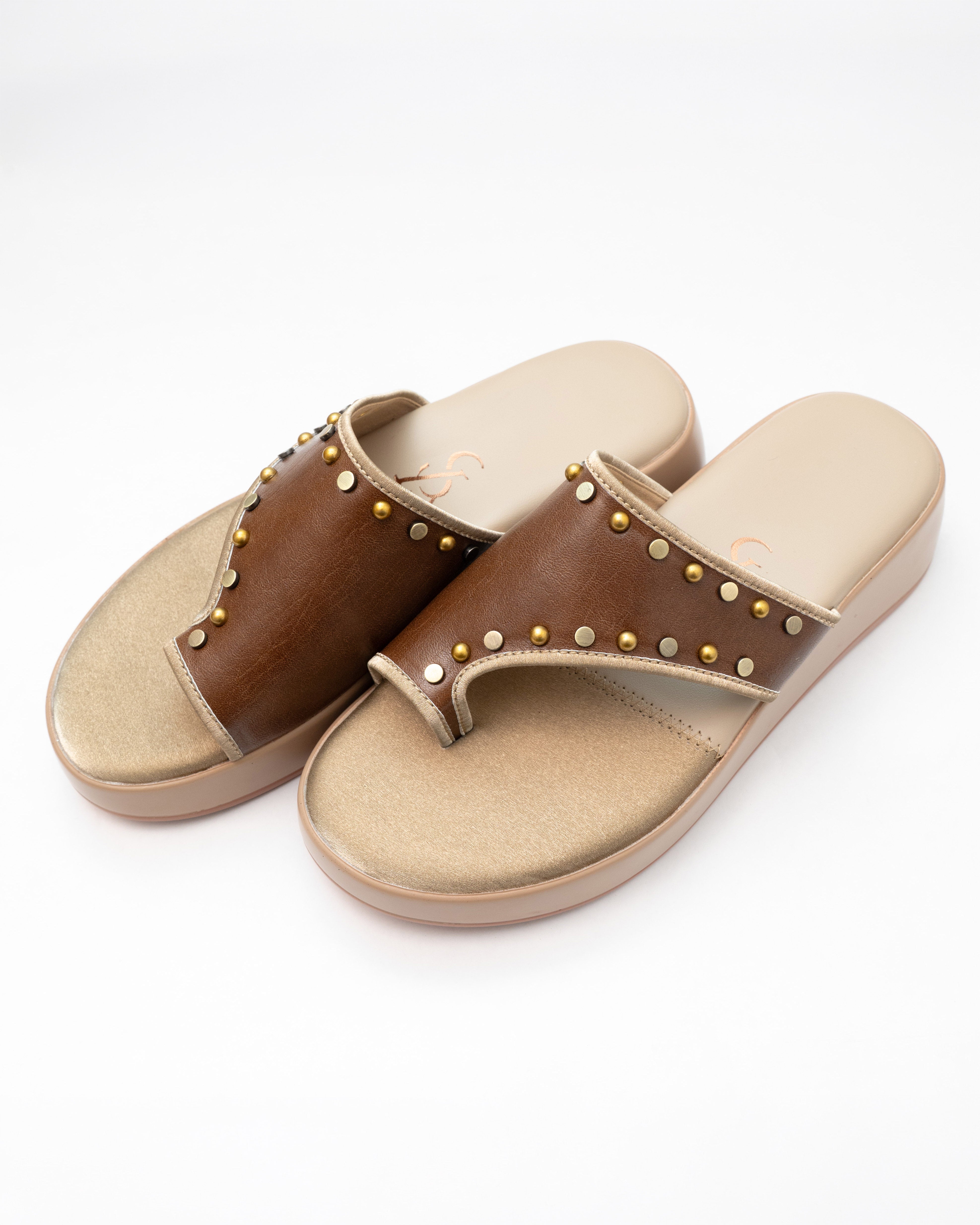 Metal Studded One Toe Detail Wedges