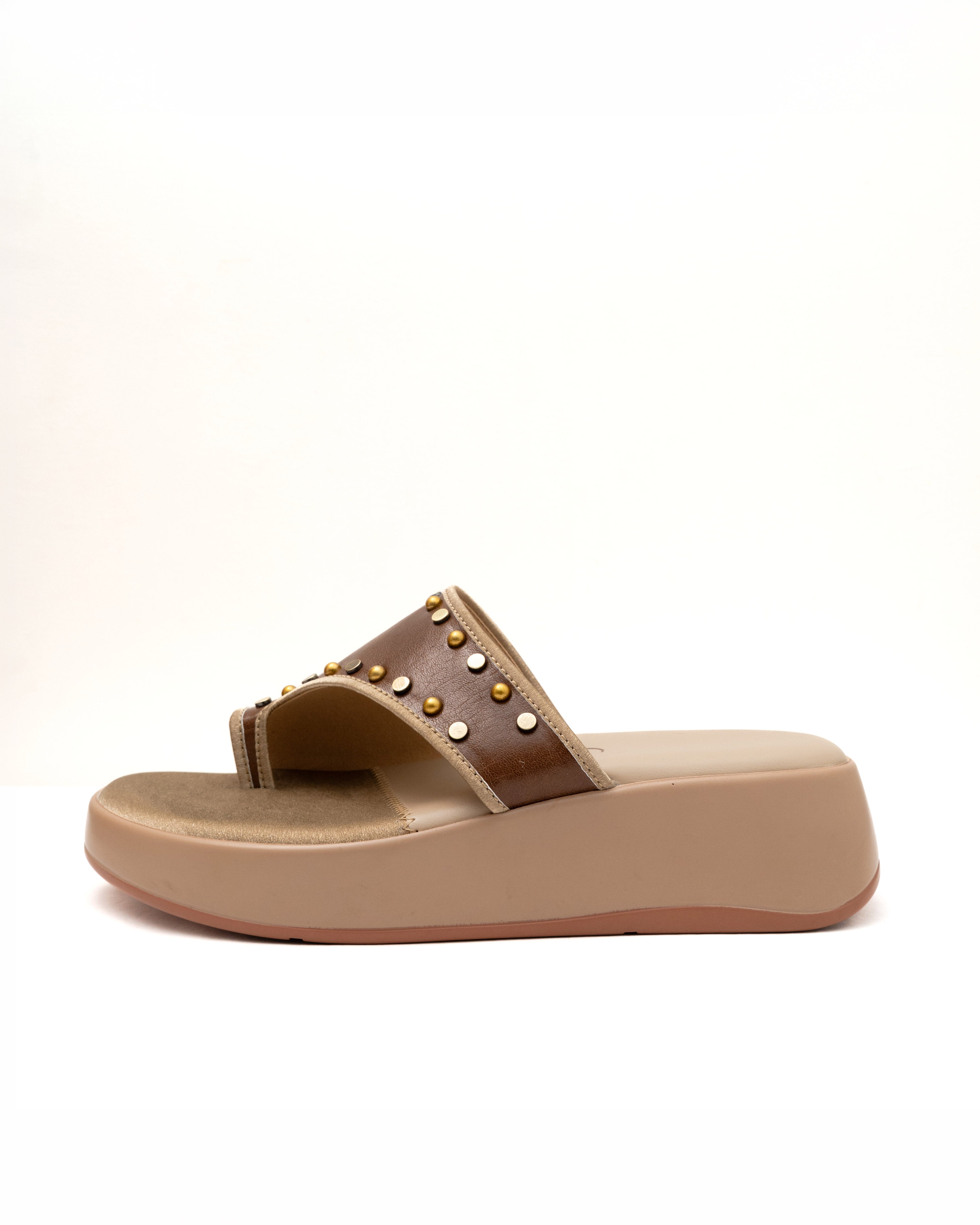 Metal Studded One Toe Detail Wedges