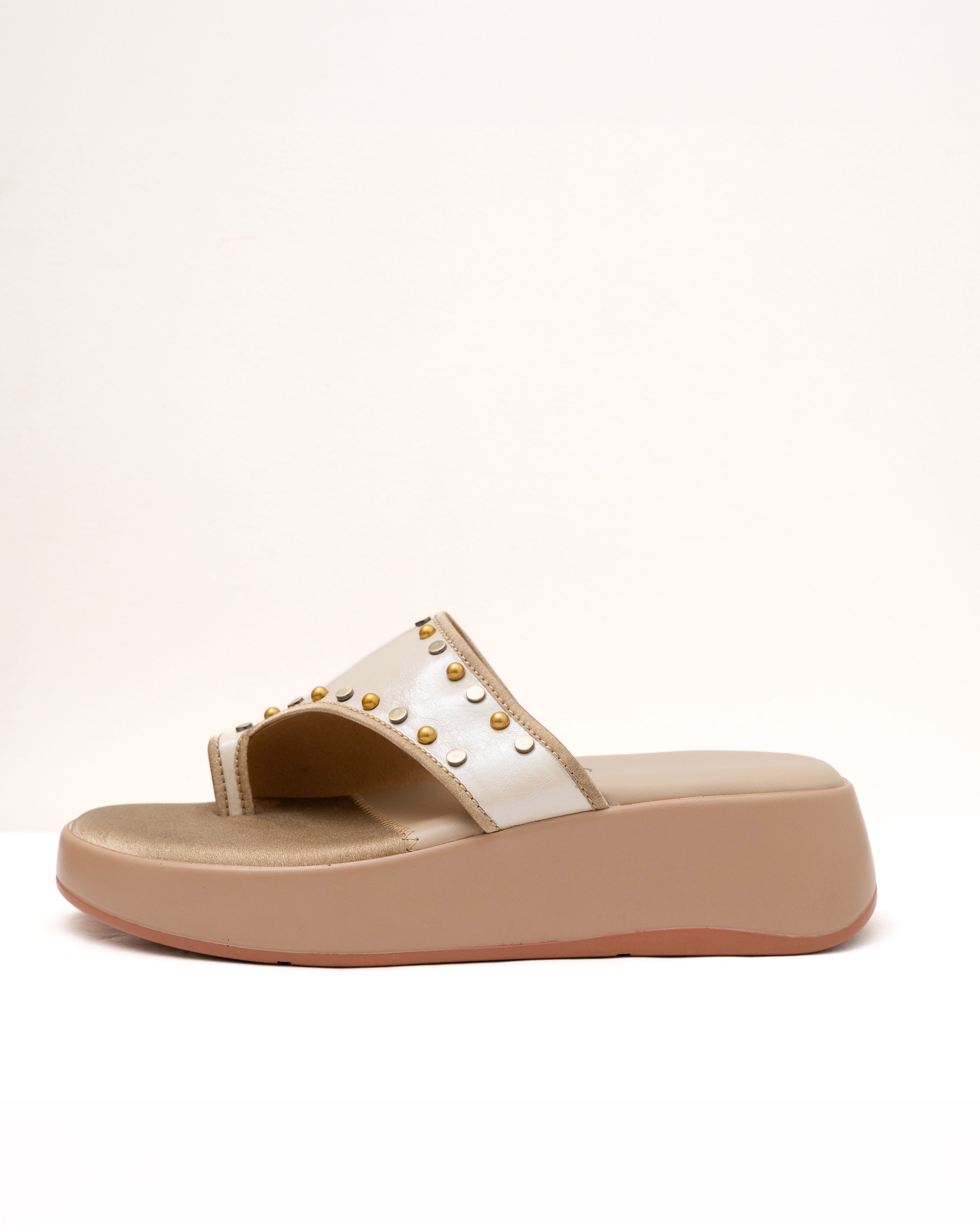 Metal Studded One Toe Detail Wedges