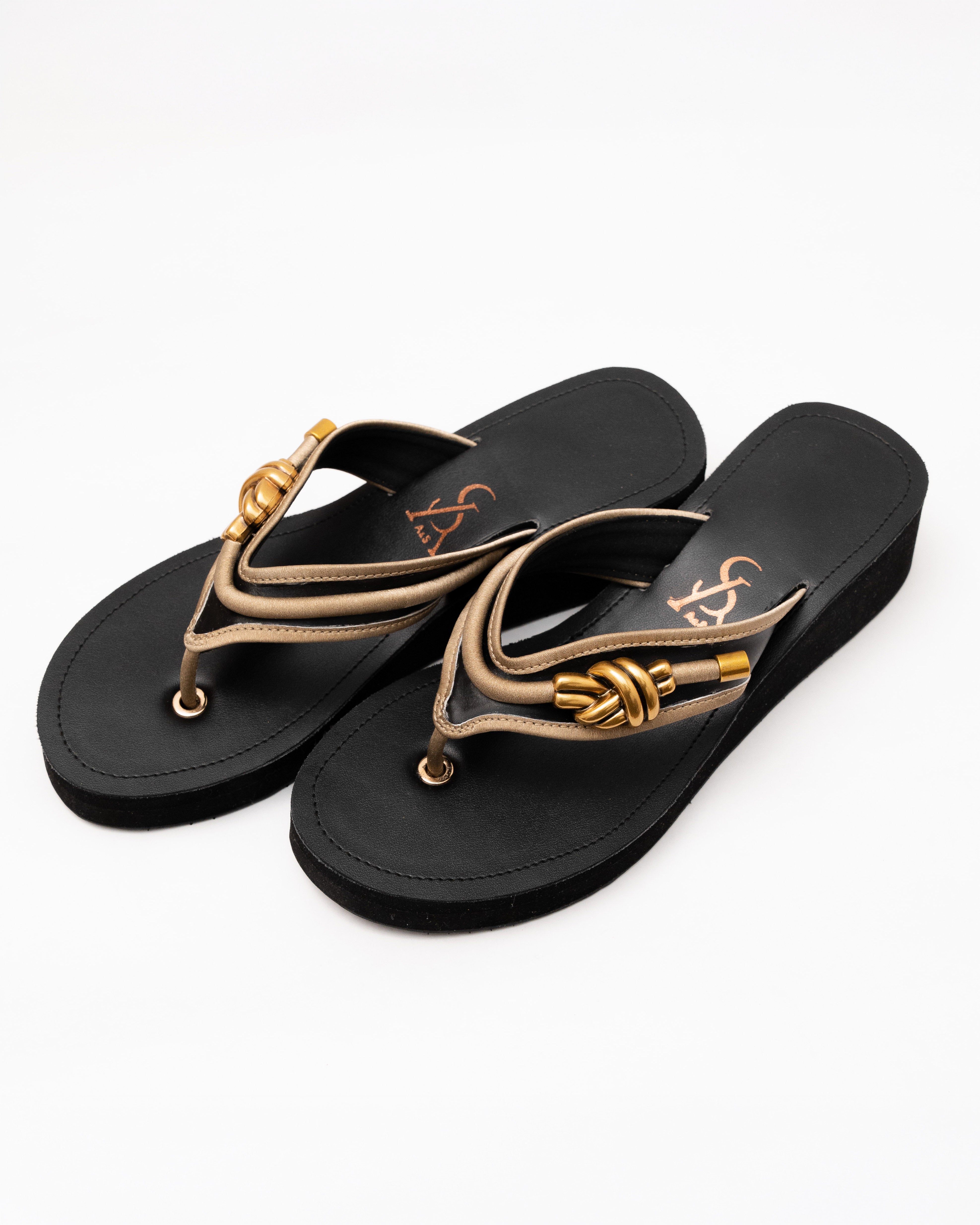 Golden Knot Strap Detail Wedges