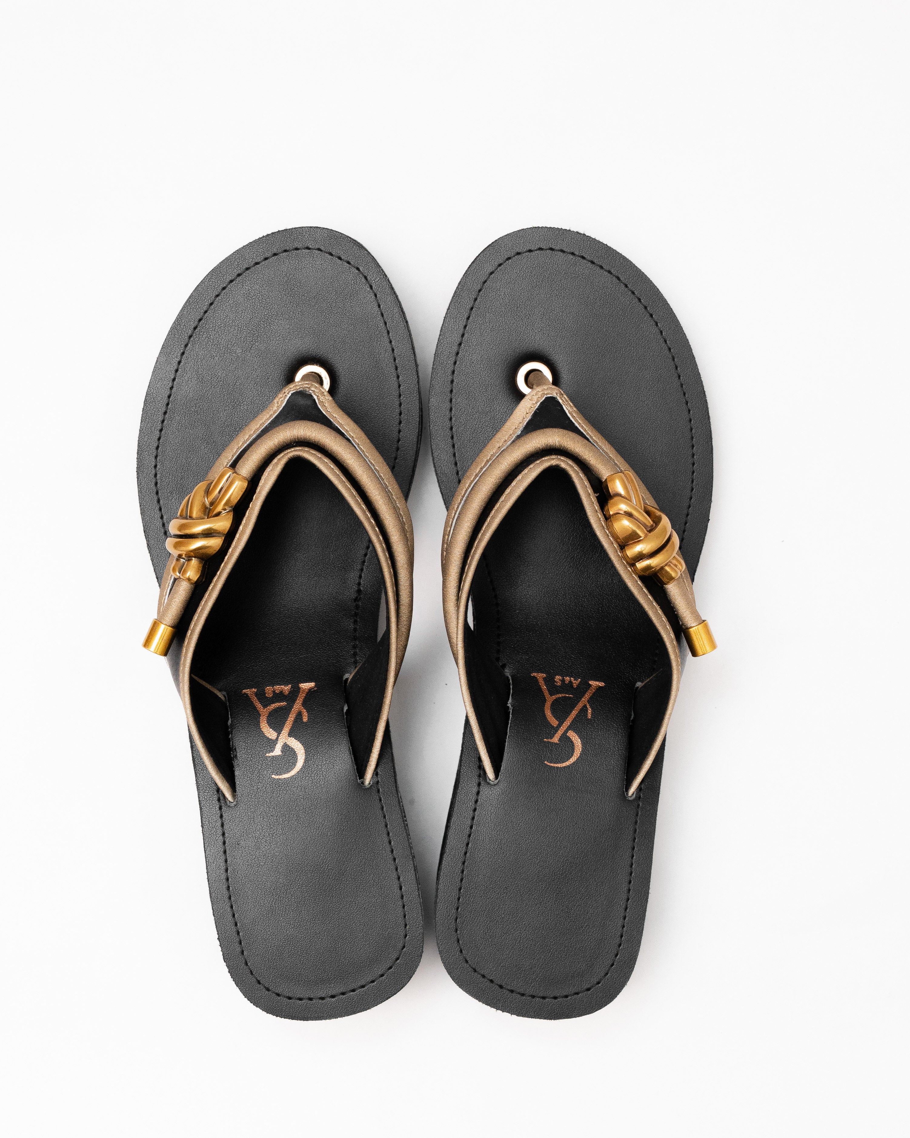 Golden Knot Strap Detail Wedges