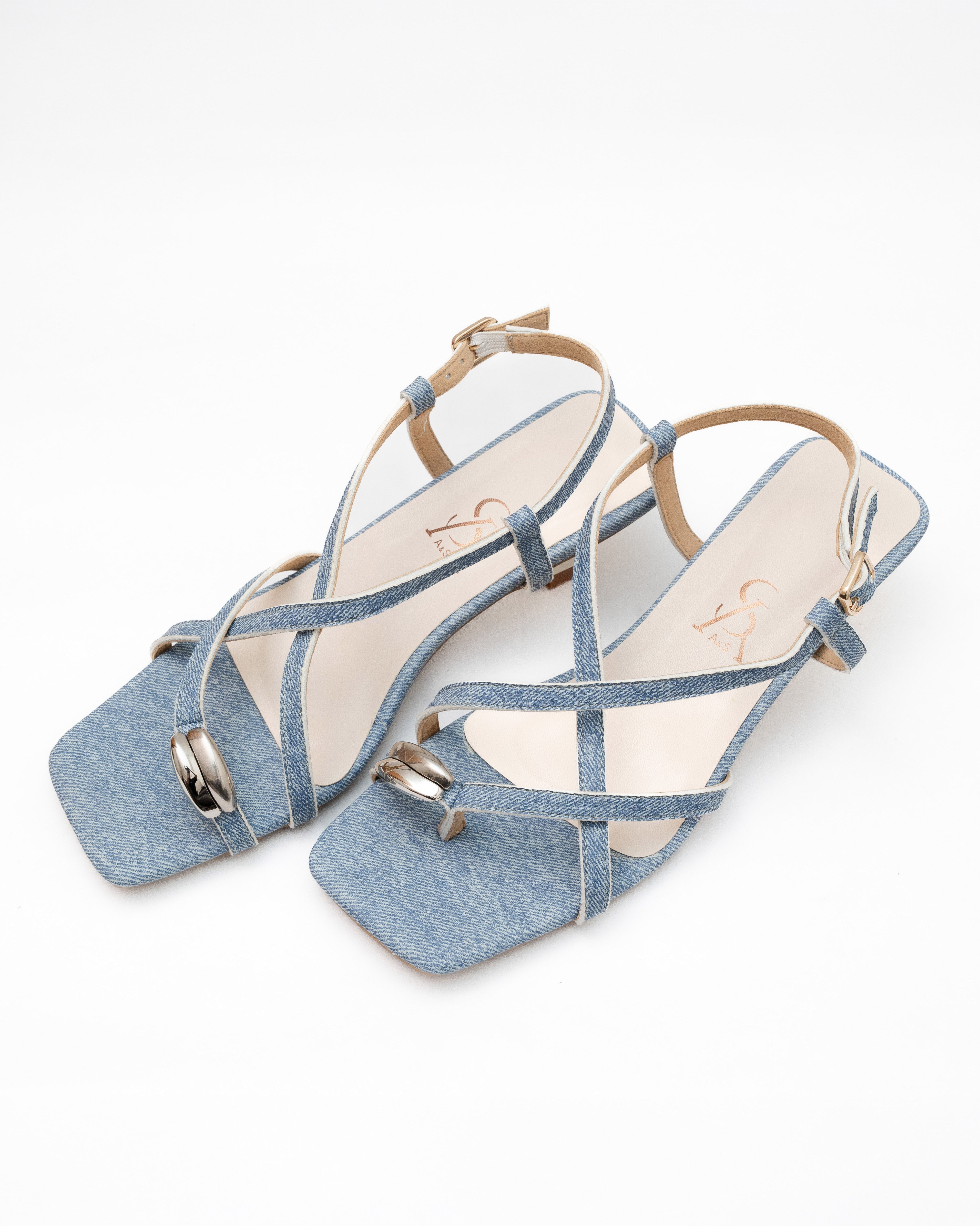 Metallic Toe Detail Kitten Heels