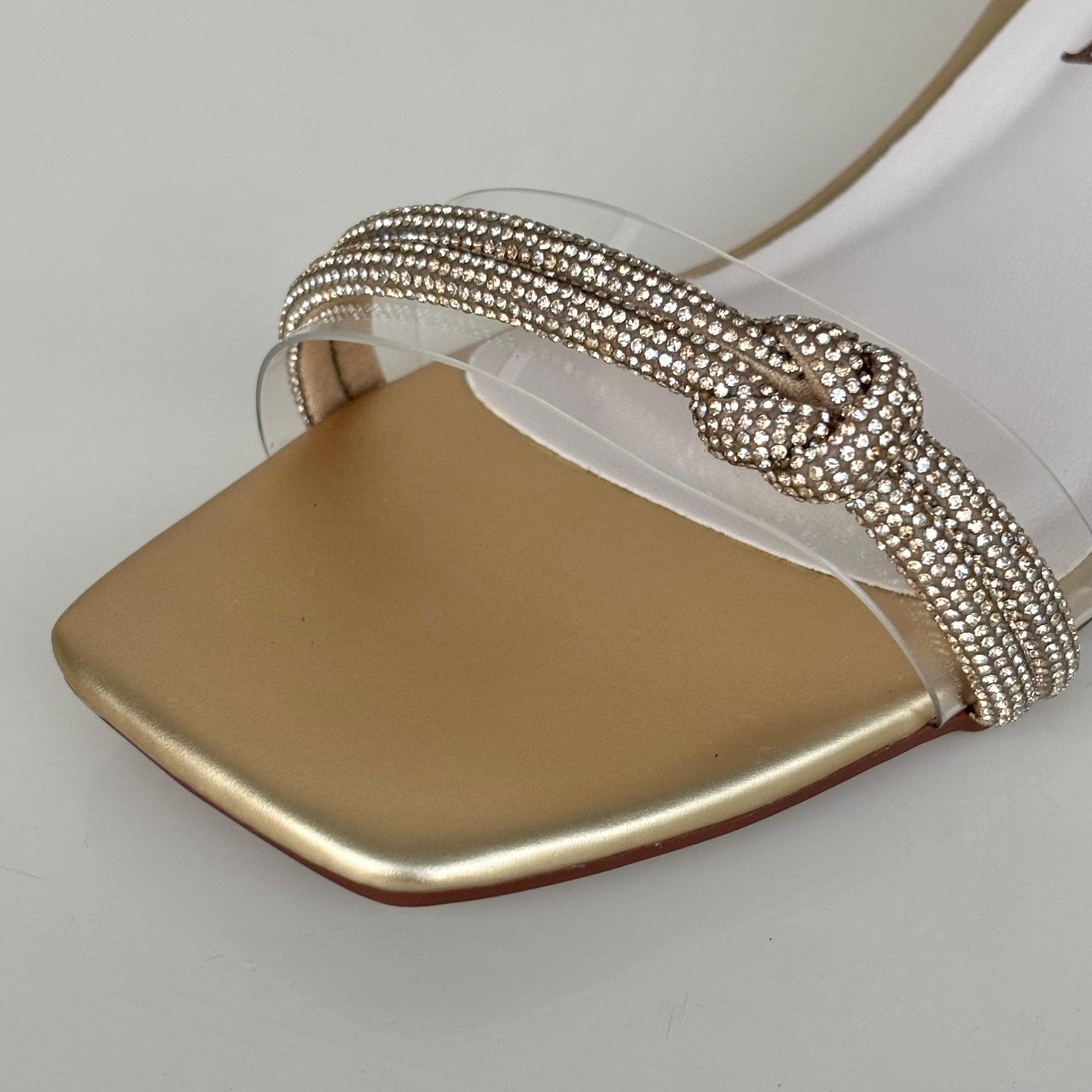 Luxe Crystal Strap Low Heels