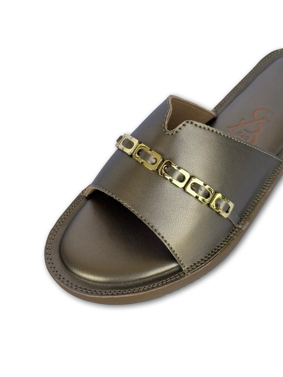 Golden Chain Detail Metallic Flats