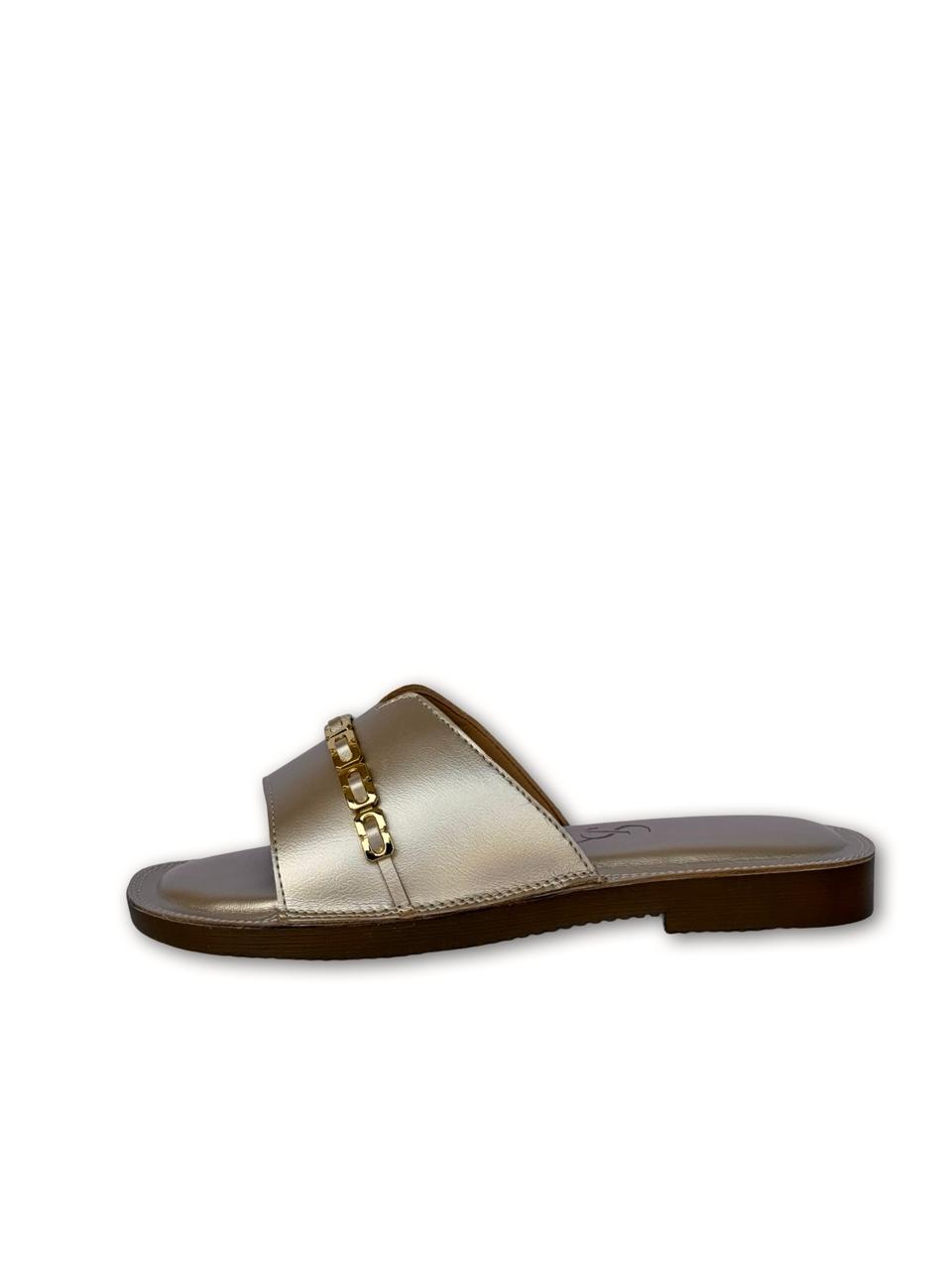 Golden Chain Detail Metallic Flats