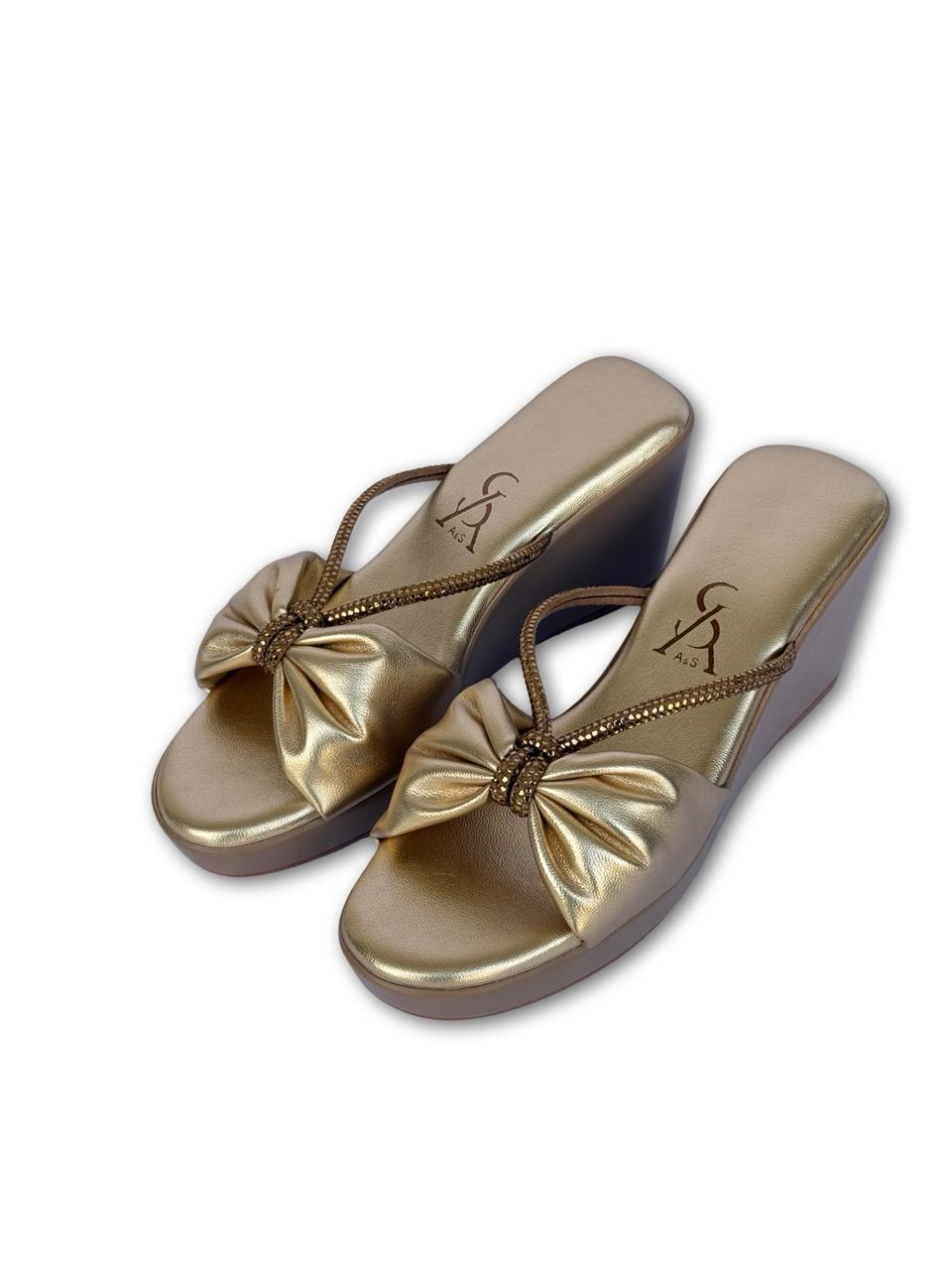Bow Detail Rhinestone Wedges