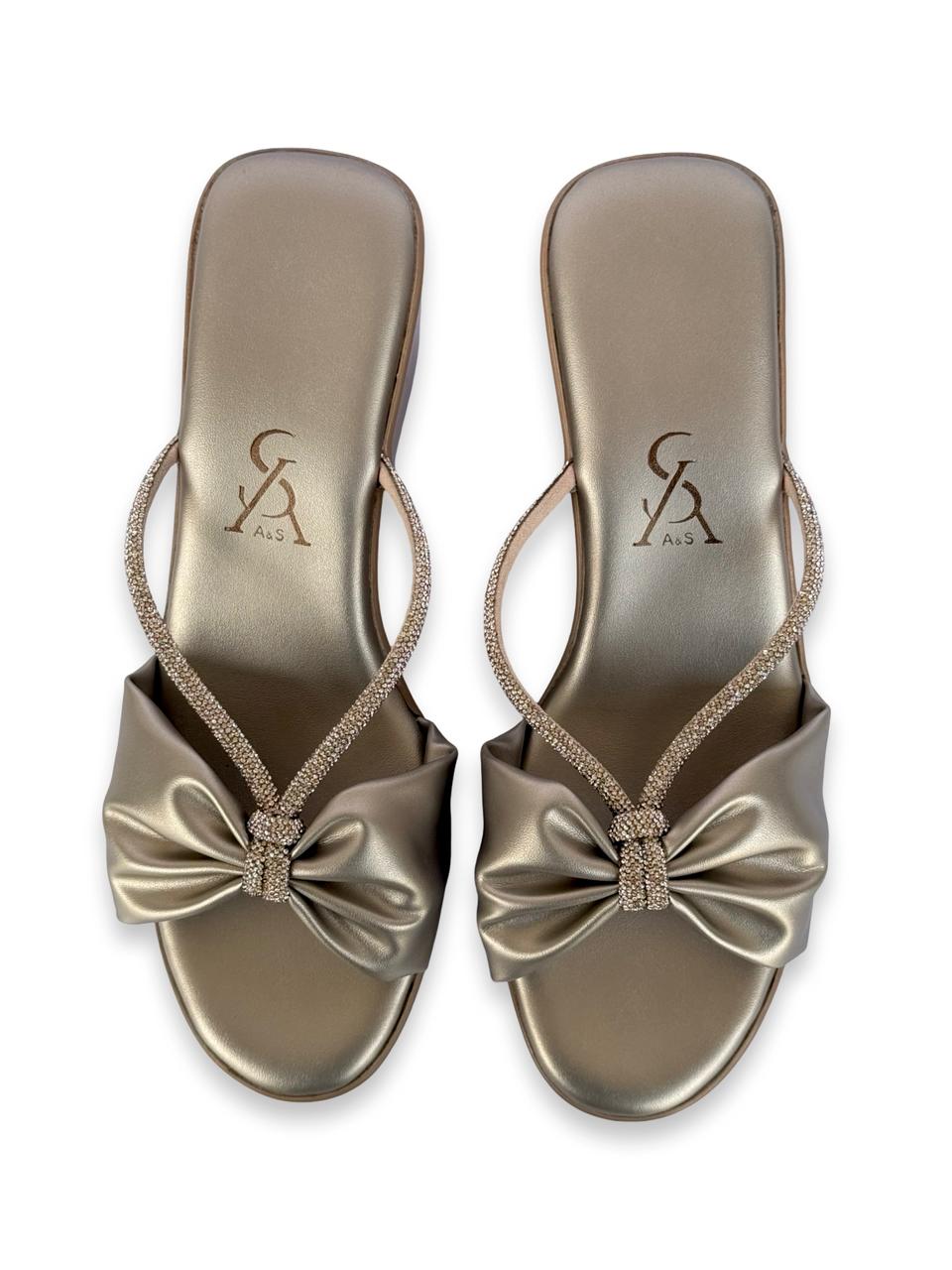 Bow Detail Rhinestone Wedges
