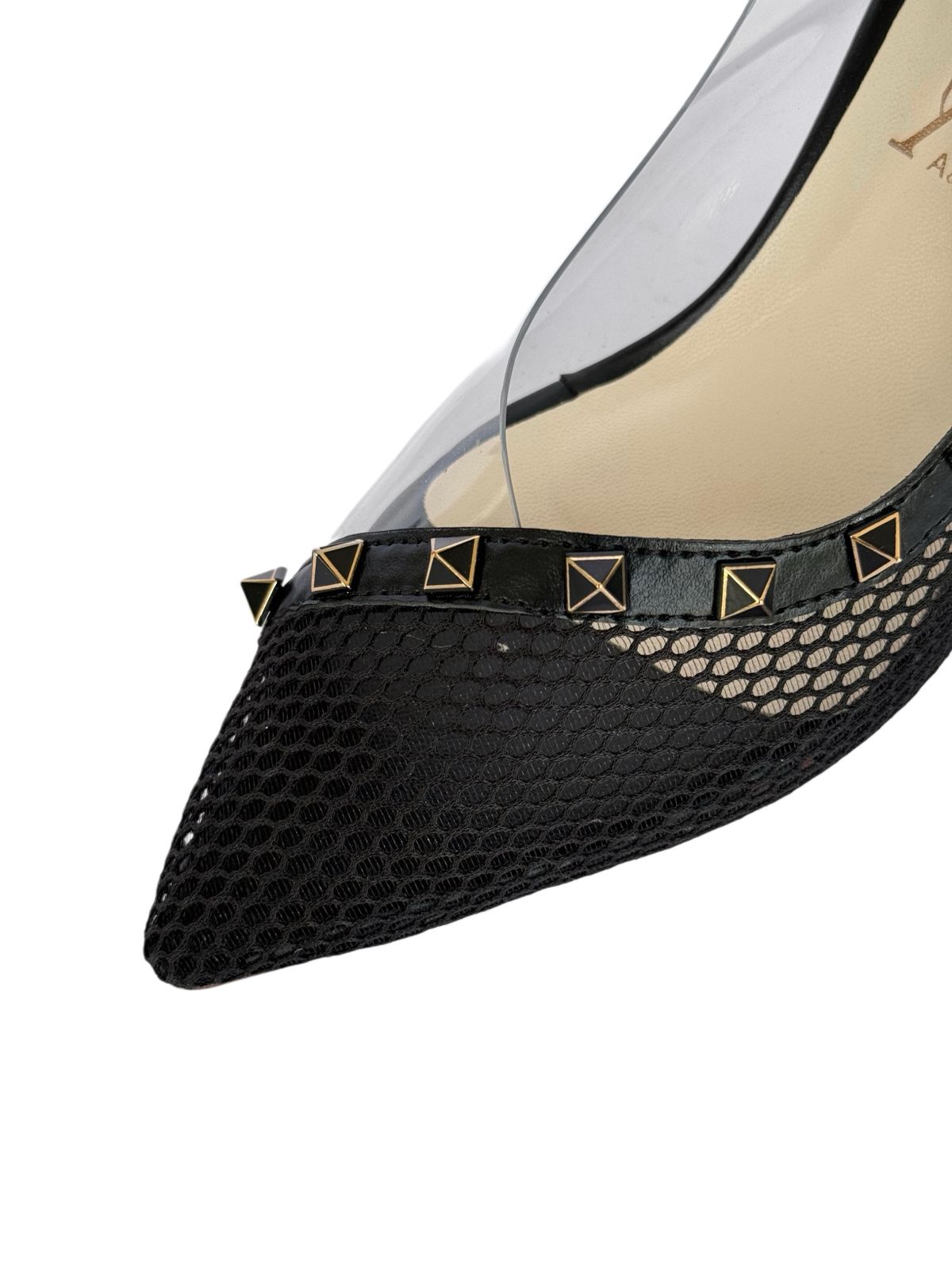 Honeycomb Mesh Heels With Transparent Panel