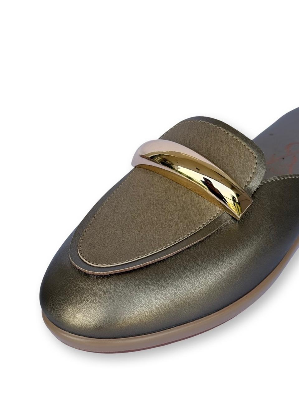 Metallic Tone and gold buck detail Flats