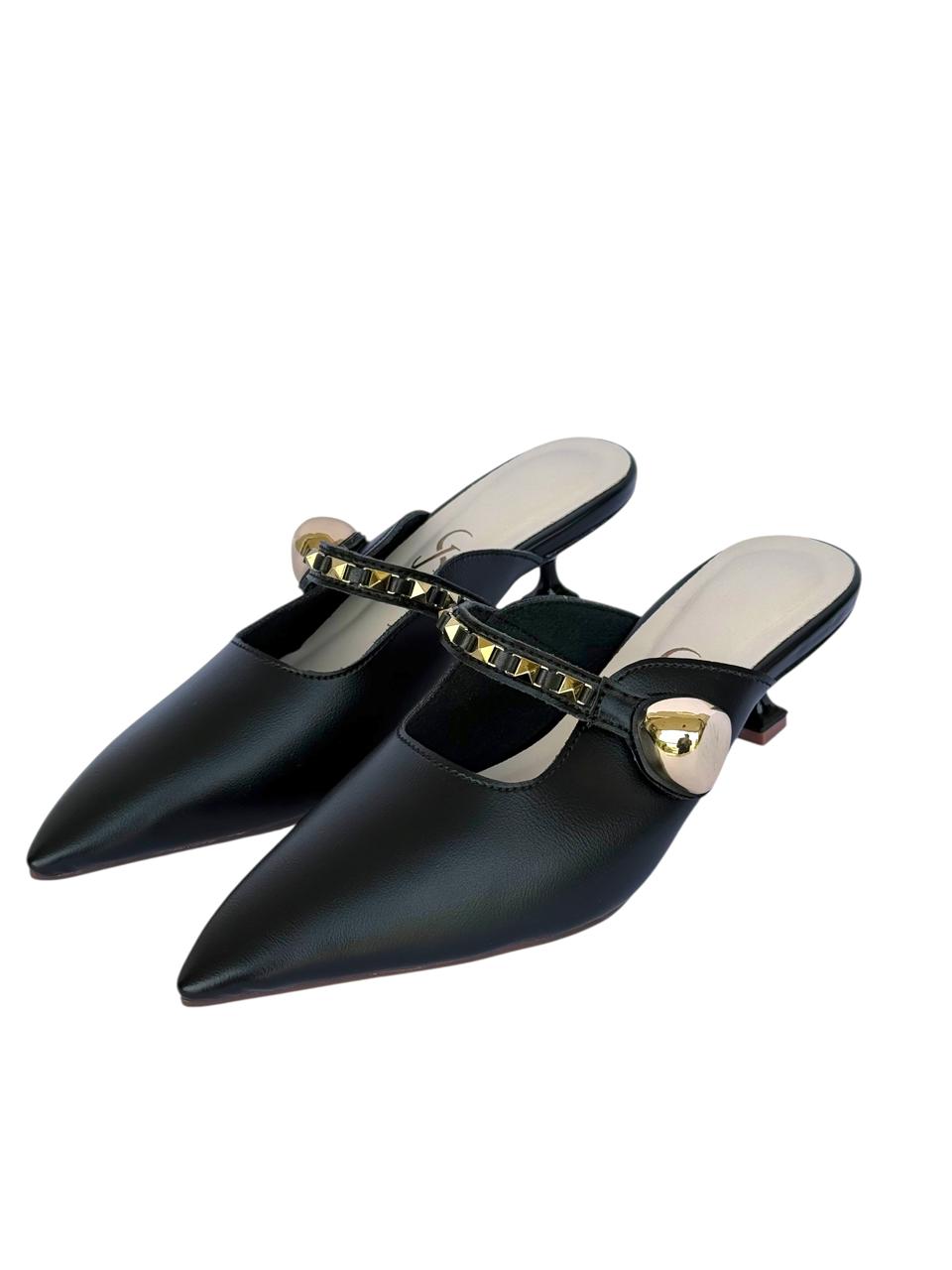 Studded Strap Detail Kitten Heels