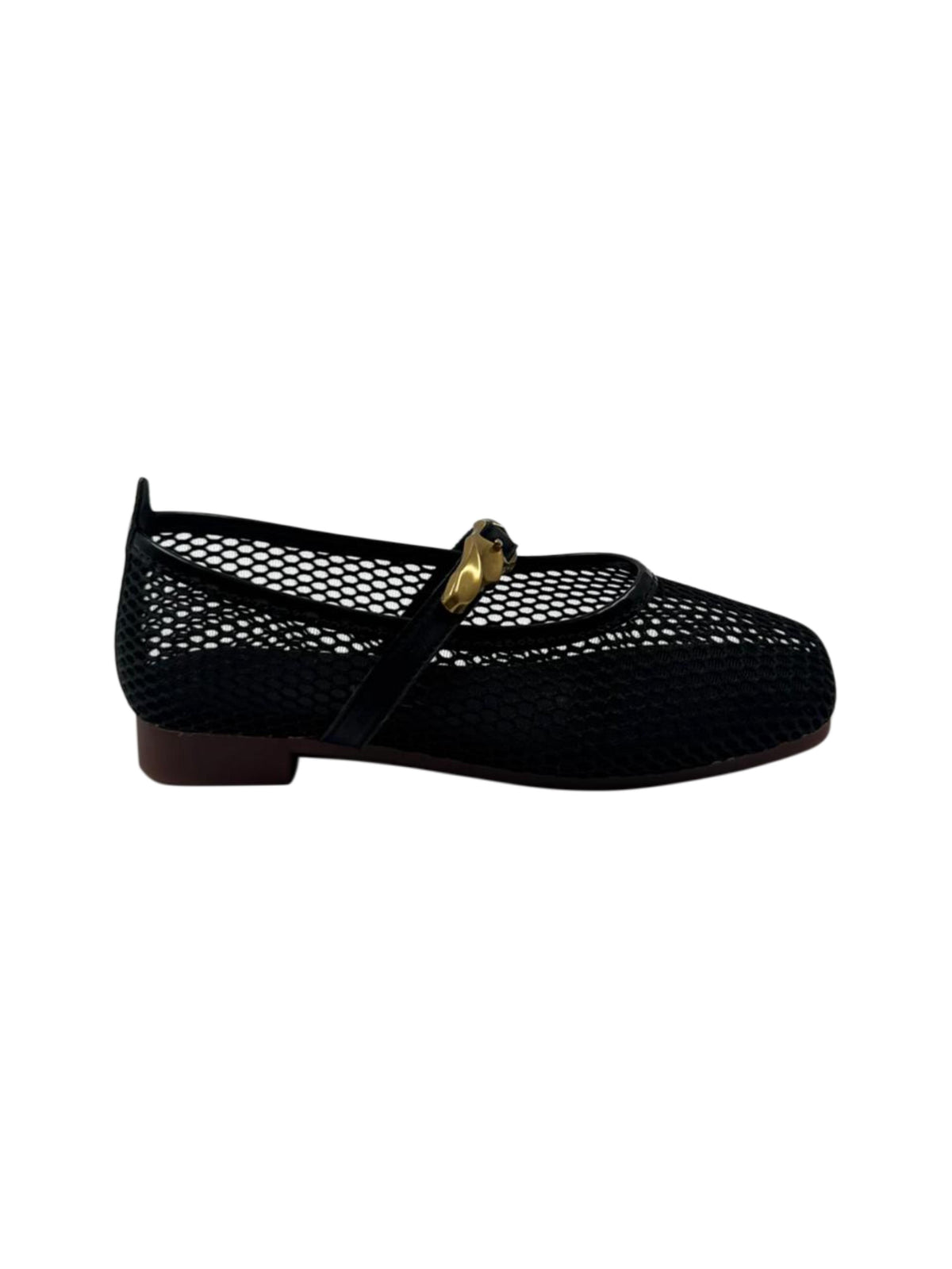 Buckle detail mesh kids ballerinas