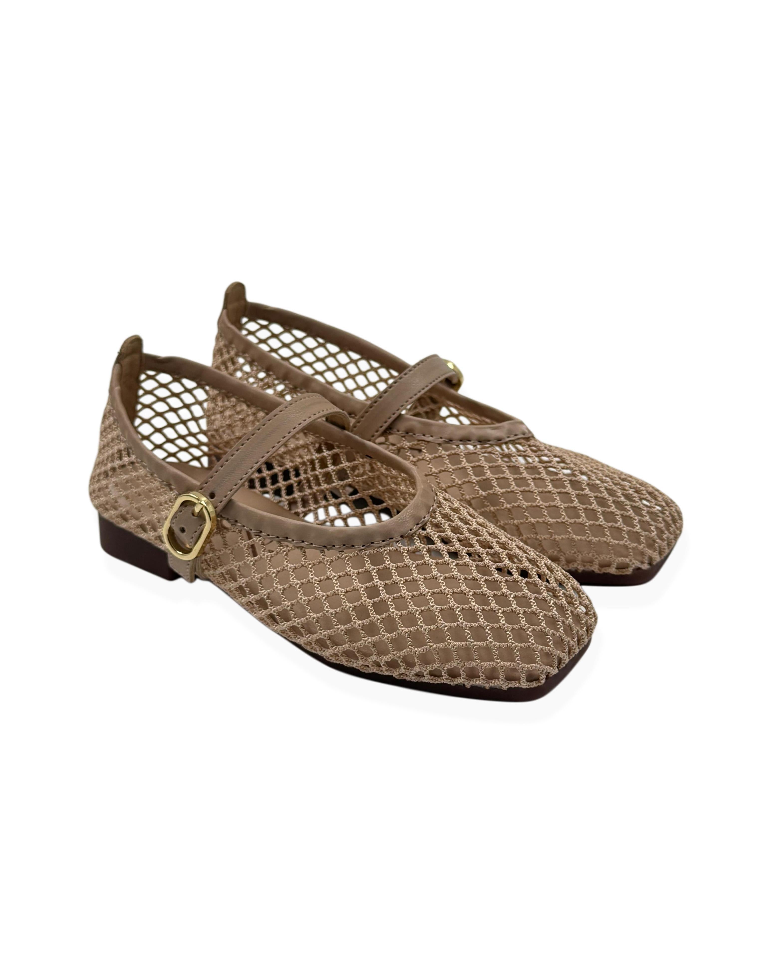 Honeycomb mesh kids ballerinas