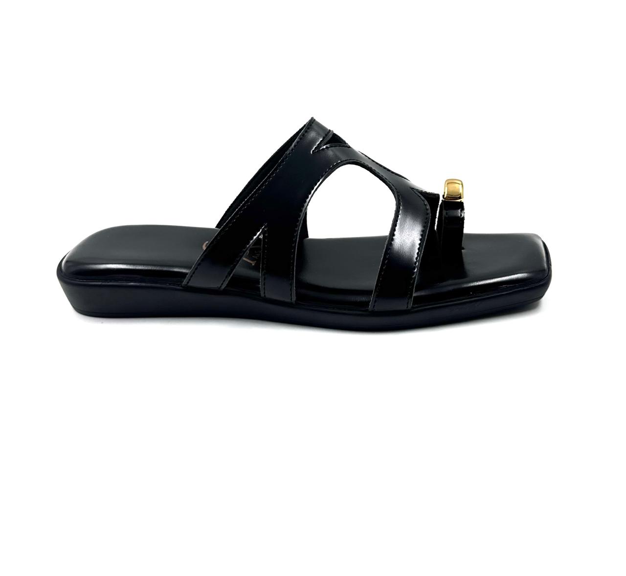 Metallic toe detail cushioned flats