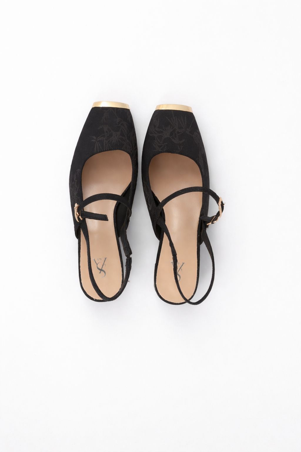 Textured Fabric Square Toe Slingback Block Heels