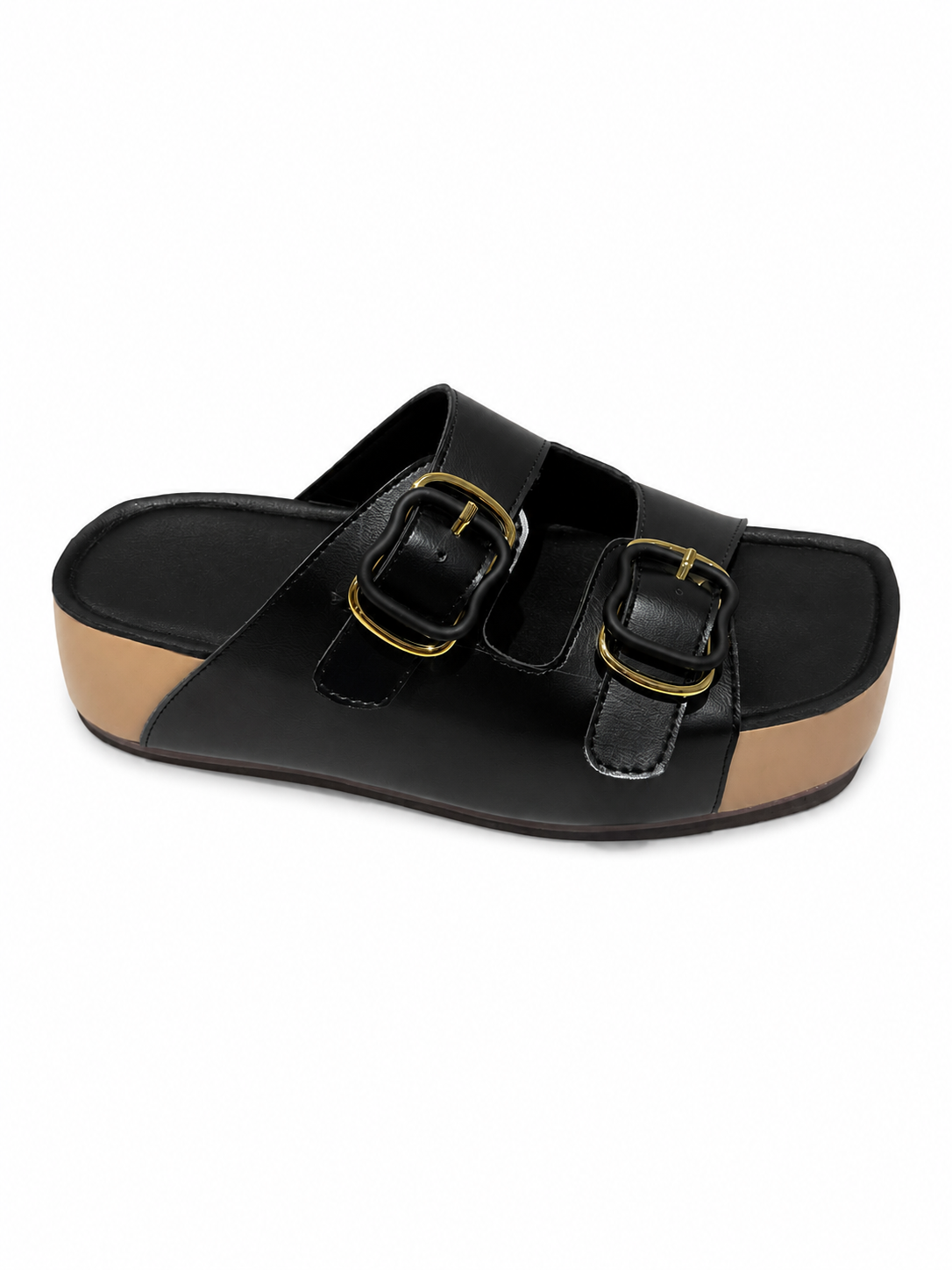 Dual Buckle Detail Chunky Sandals