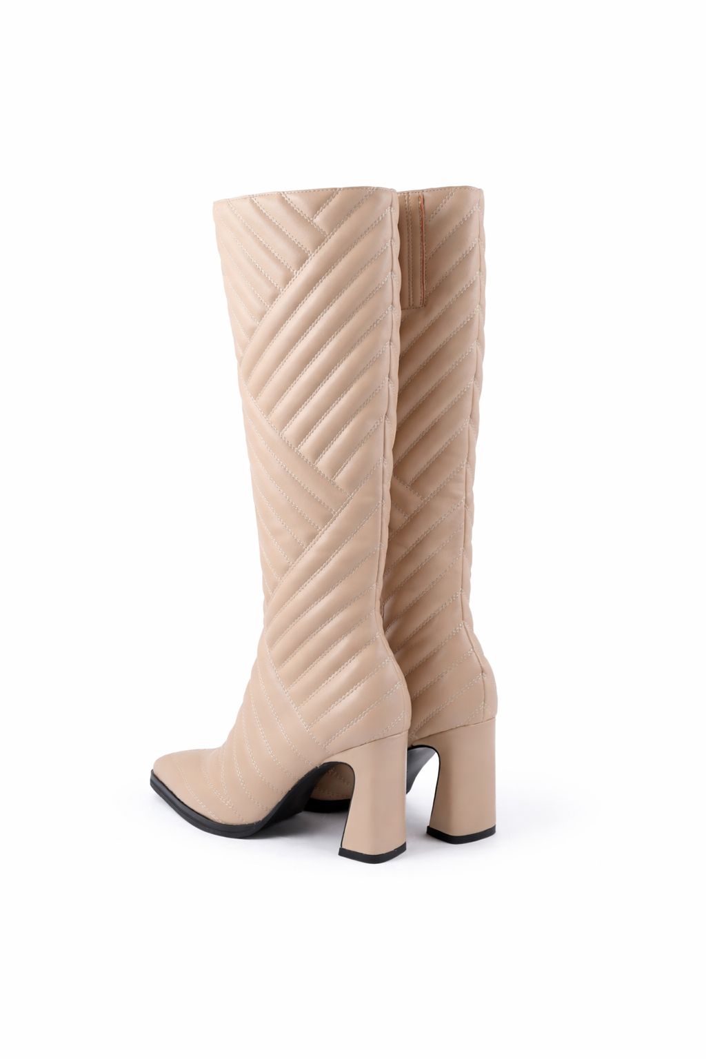 Quilted Leather Knee-Length Block Heel Boots