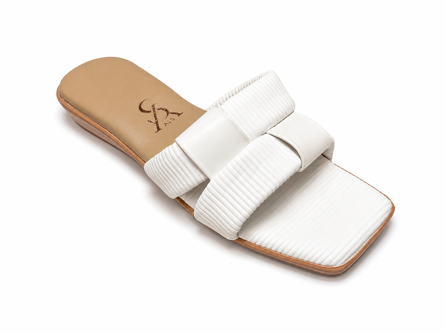 Overlap strap cushioned flats