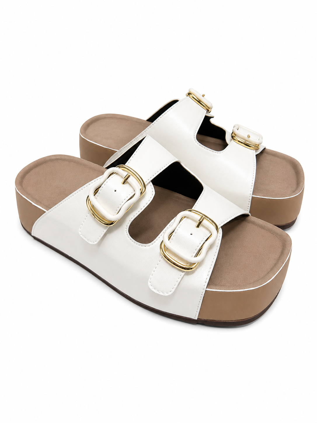 Dual Buckle Detail Chunky Sandals