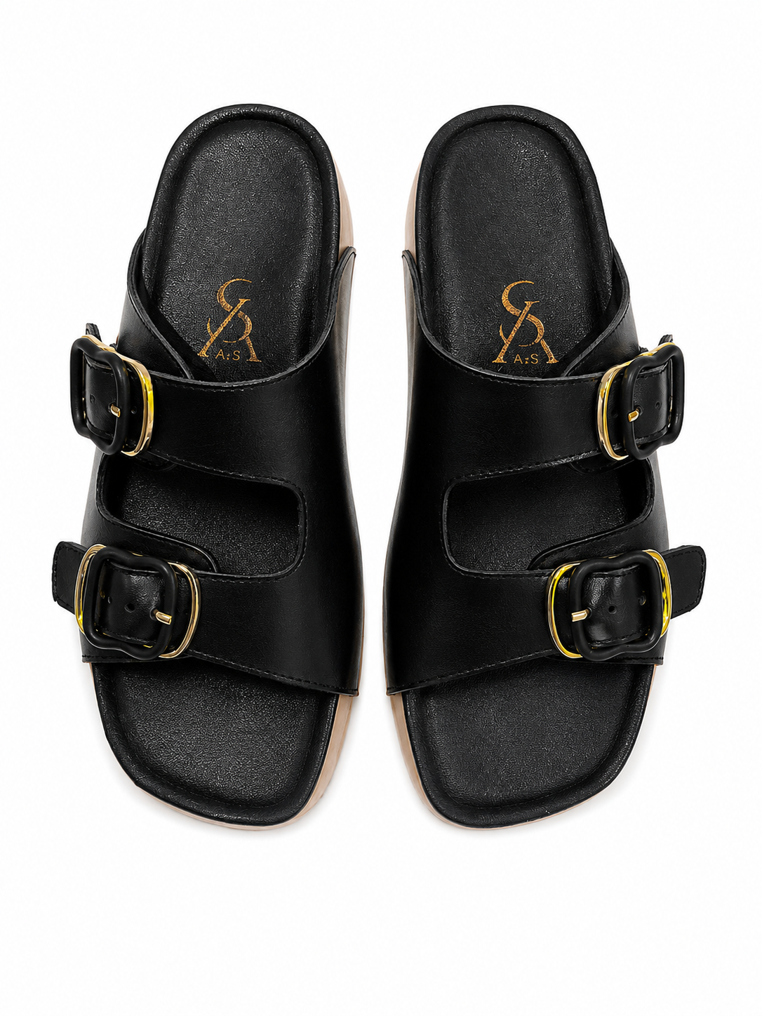 Dual Buckle Detail Chunky Sandals
