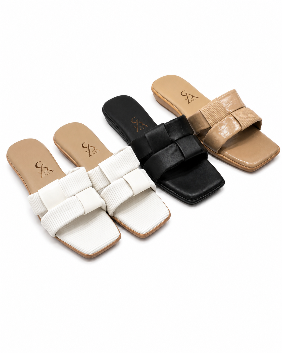 Overlap strap cushioned flats