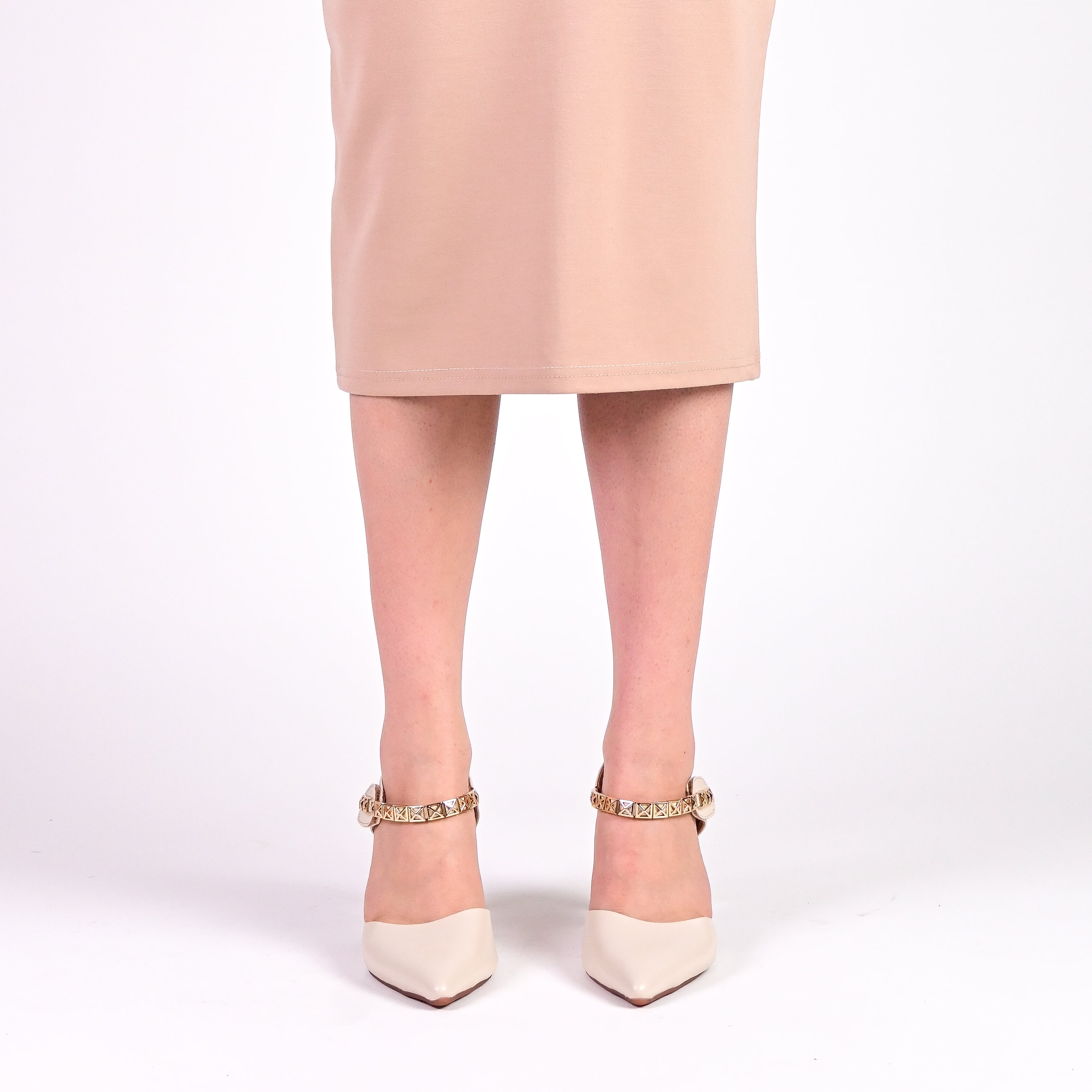 METAL ANKLE STRAP GLASS HEELS PUMPS